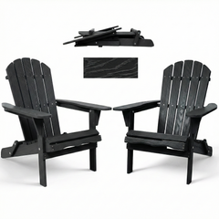 Wood Lounge Patio Chair for Garden Outdoor Wooden Folding Embossed Adirondack Chair Solid Cedar Wood Lounge Patio Chair with Wood Grain
