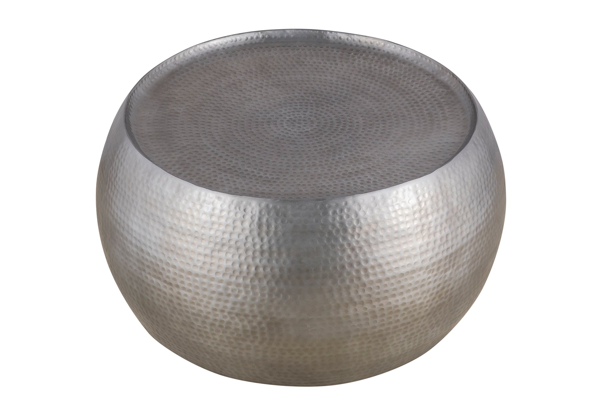 CT501 Modern Contemporary Round Aluminum material 32" Coffee Table, Farmhouse Table with Glossy Hand Hammered Design Antique Silver      same asG150108433  (NJ inventory)