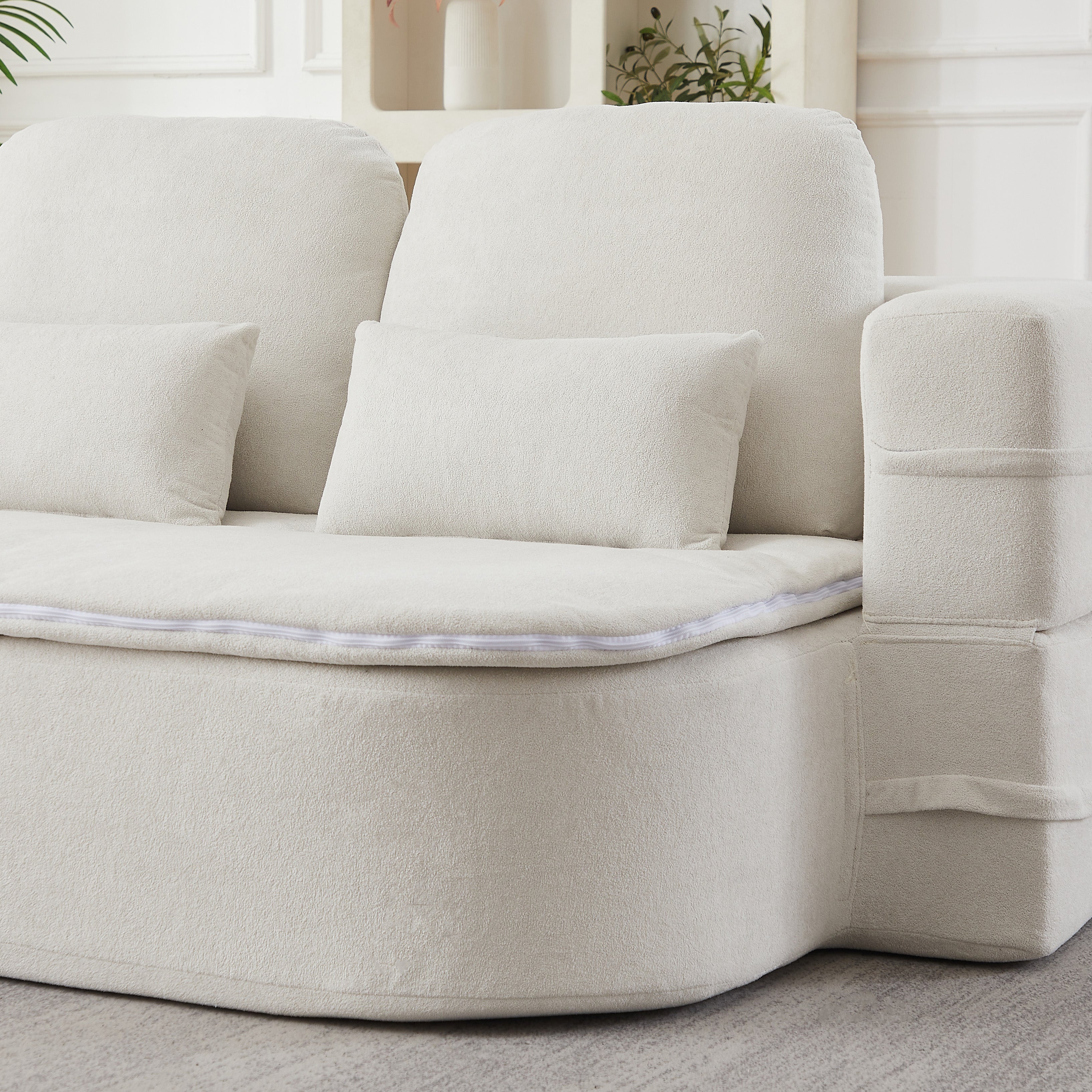 75''2-in-1 Foldable Sofa,Convertible Sleeper Foam Sofa Bed with Multi Functional Blanket, Chenille Floor folding sofa bed,  Floor Sofa Lounge Sofa for Living Room Bedroom Lounge Studio
