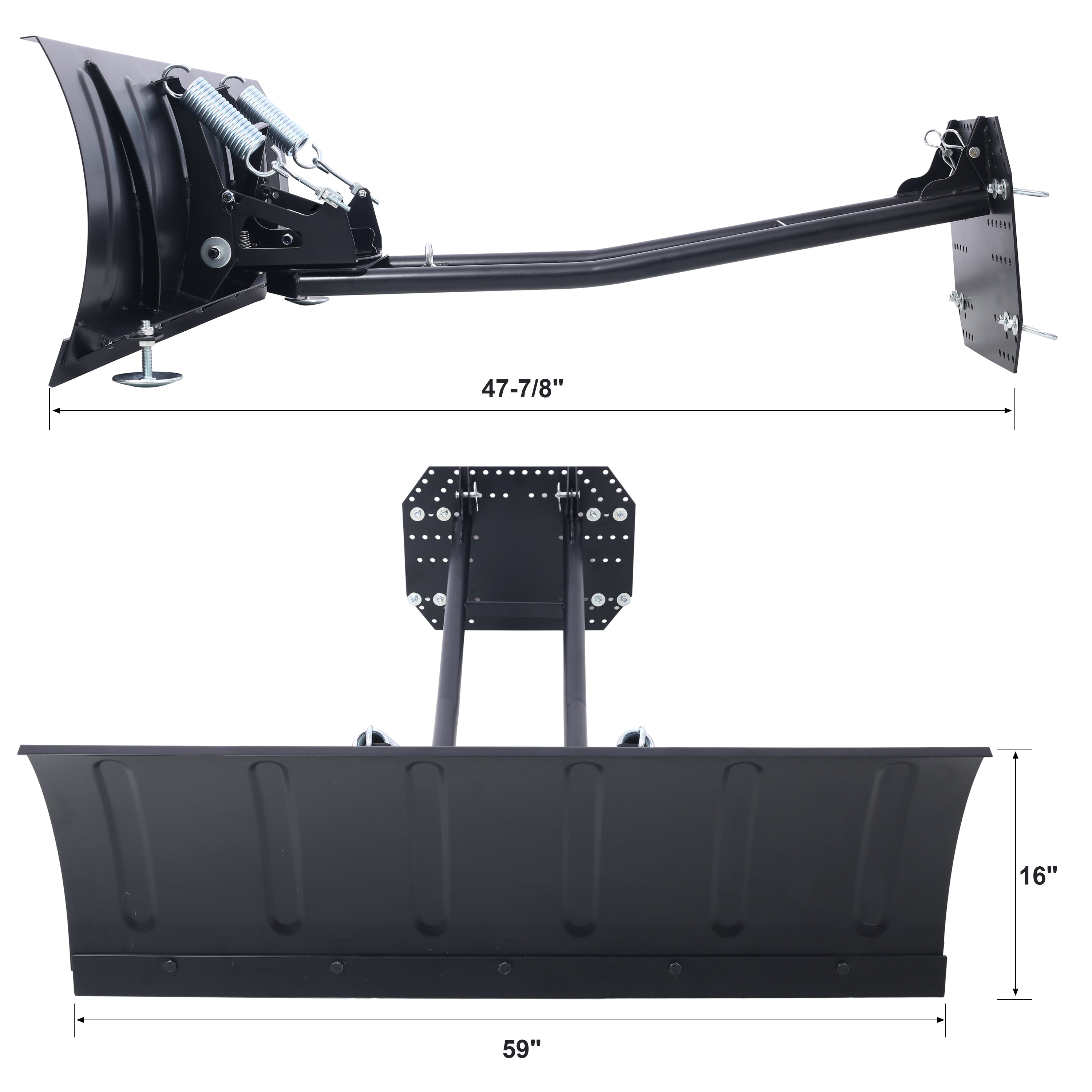 UNIVERSAL ATV/UTV SNOW PLOW KIT,ATV Plow System,Steel Blade Complete Universal Mount Package 59in