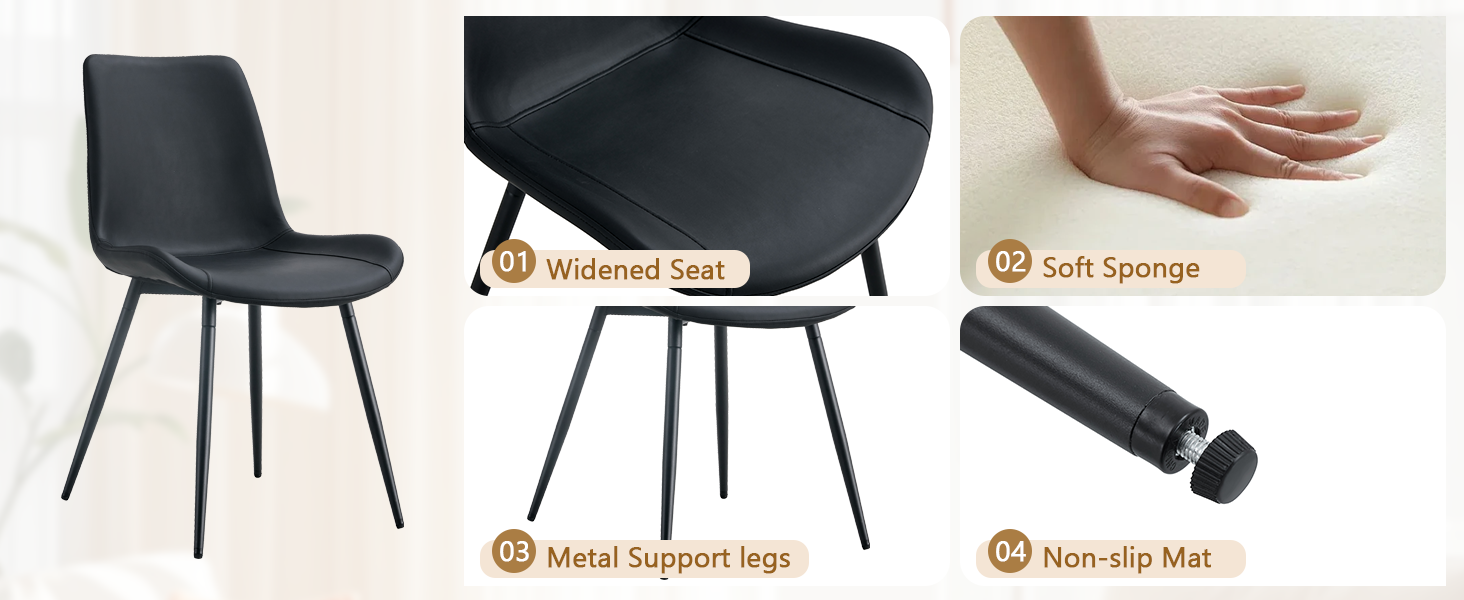 Table and chair set.42 inch modern minimalist white desktop round dining table set.Paired with 6 Black Artificial PU Chairs With Curved Widened Cushion Design. Suitable for dining rooms,office,etc.