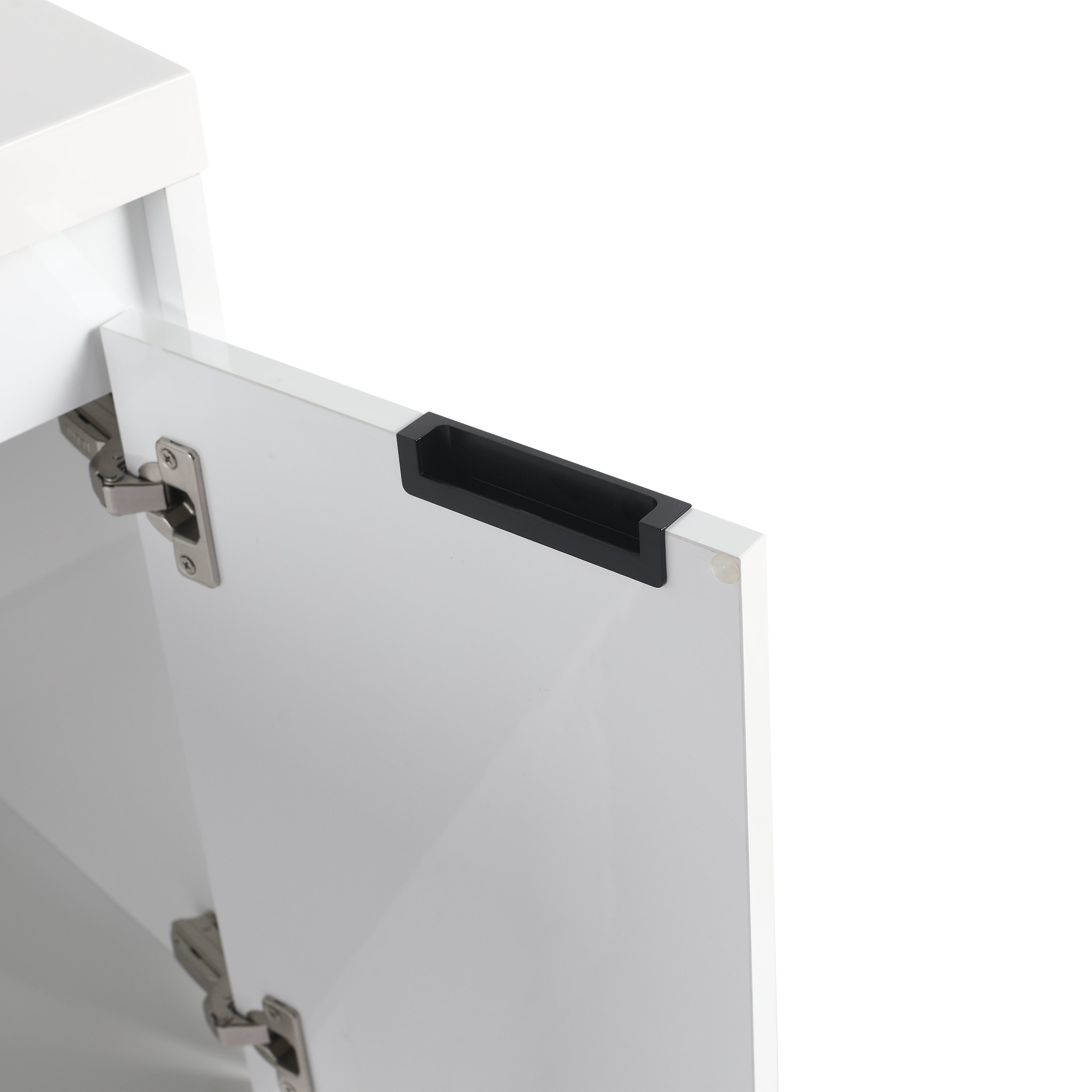 36" Bathroom Vanity With Resin Sink , 2-Soft Close Doors and 1-Side Cabinet, Float Mounting Design, Glossy White, Plywood(KD-Packing)