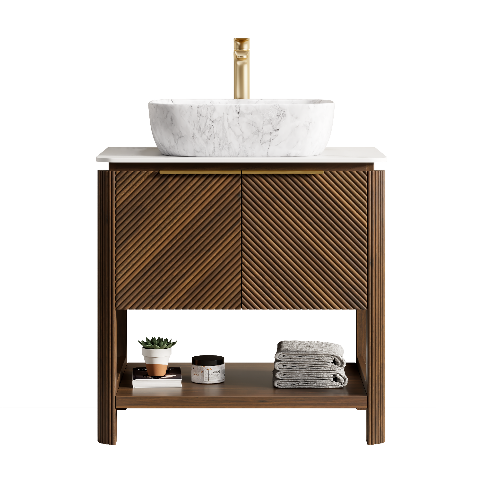 30'' Bathroom Vanity with Top Sink, Modern Bathroom Storage Cabinet with 2 Drawers and a Tip-out Drawer, Single Sink Bathroom Vanity
