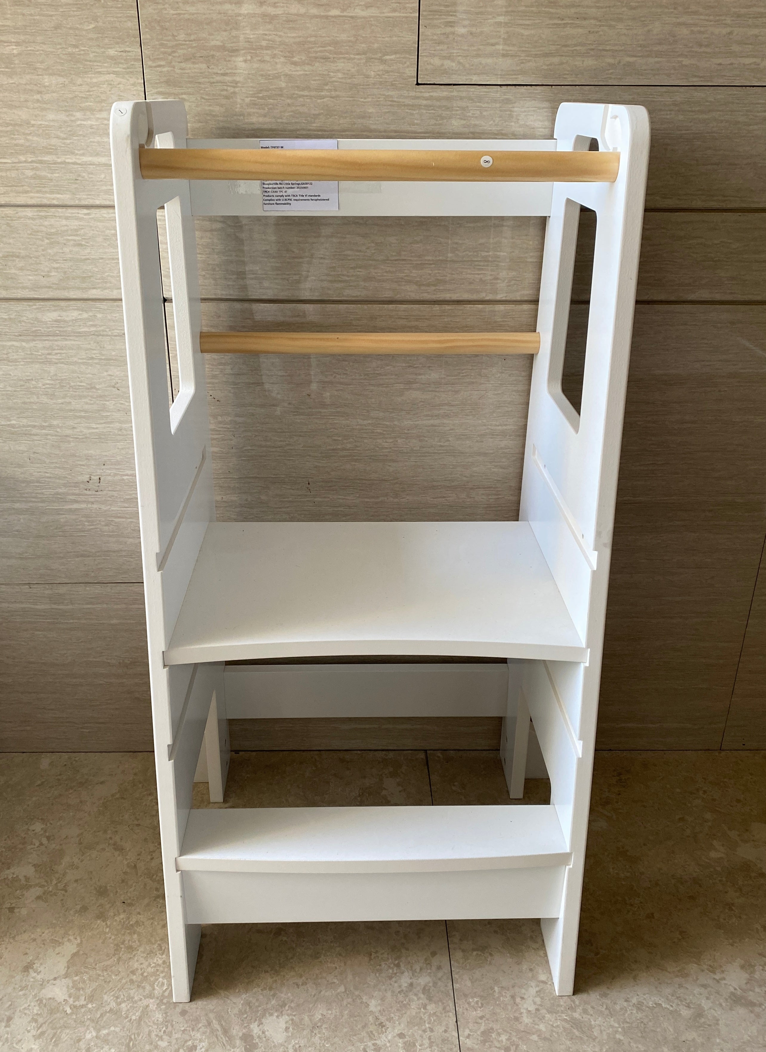 Kids Standing Tower, Child Kitchen Step Stool Toddler Wood Stepping Stool - Children's Montessori Stool - Adjustable Height, Ideal Kids Kitchen Step Stool for Learning New Skills, White