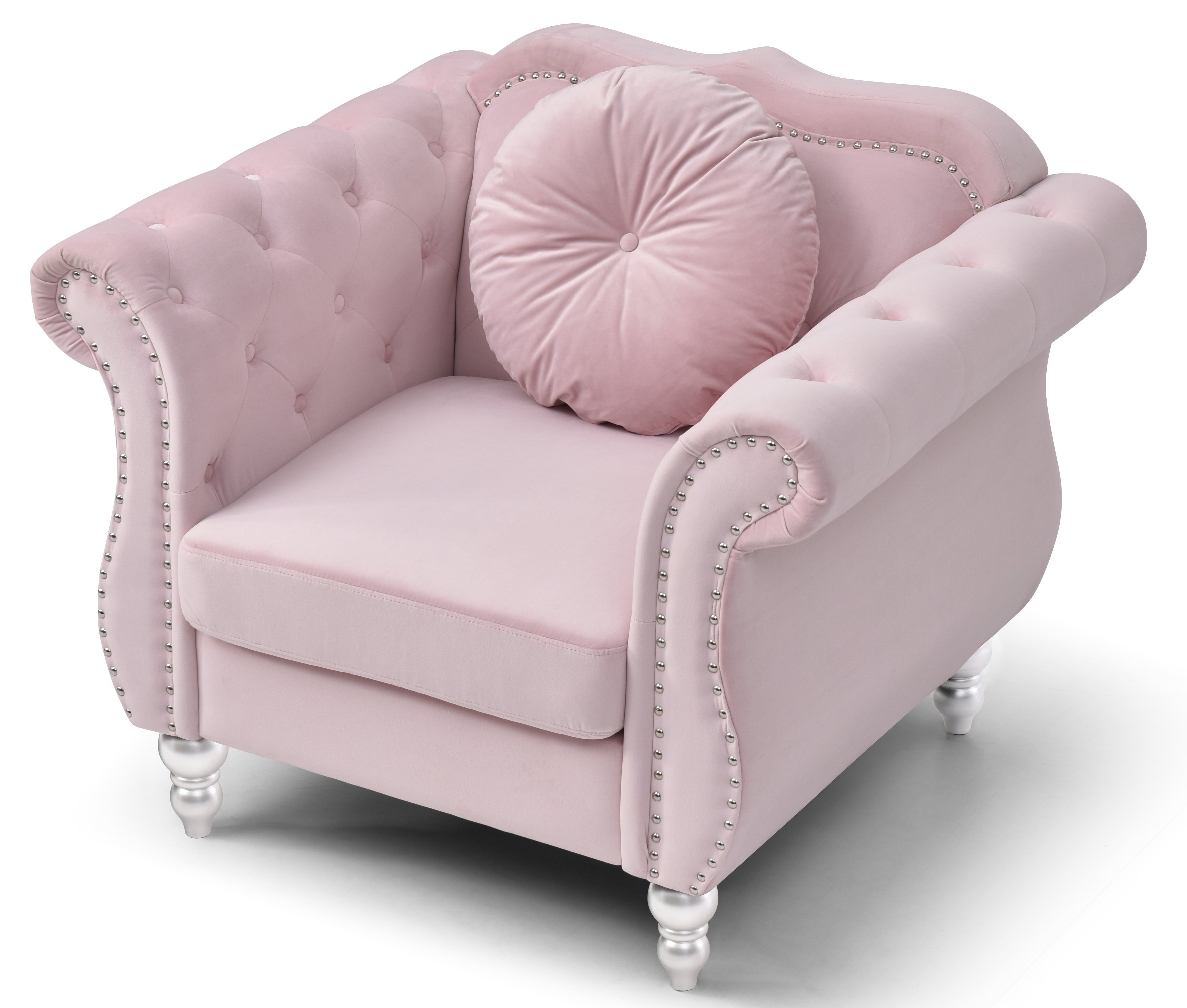 Chic Transitional Pink Accent Chair