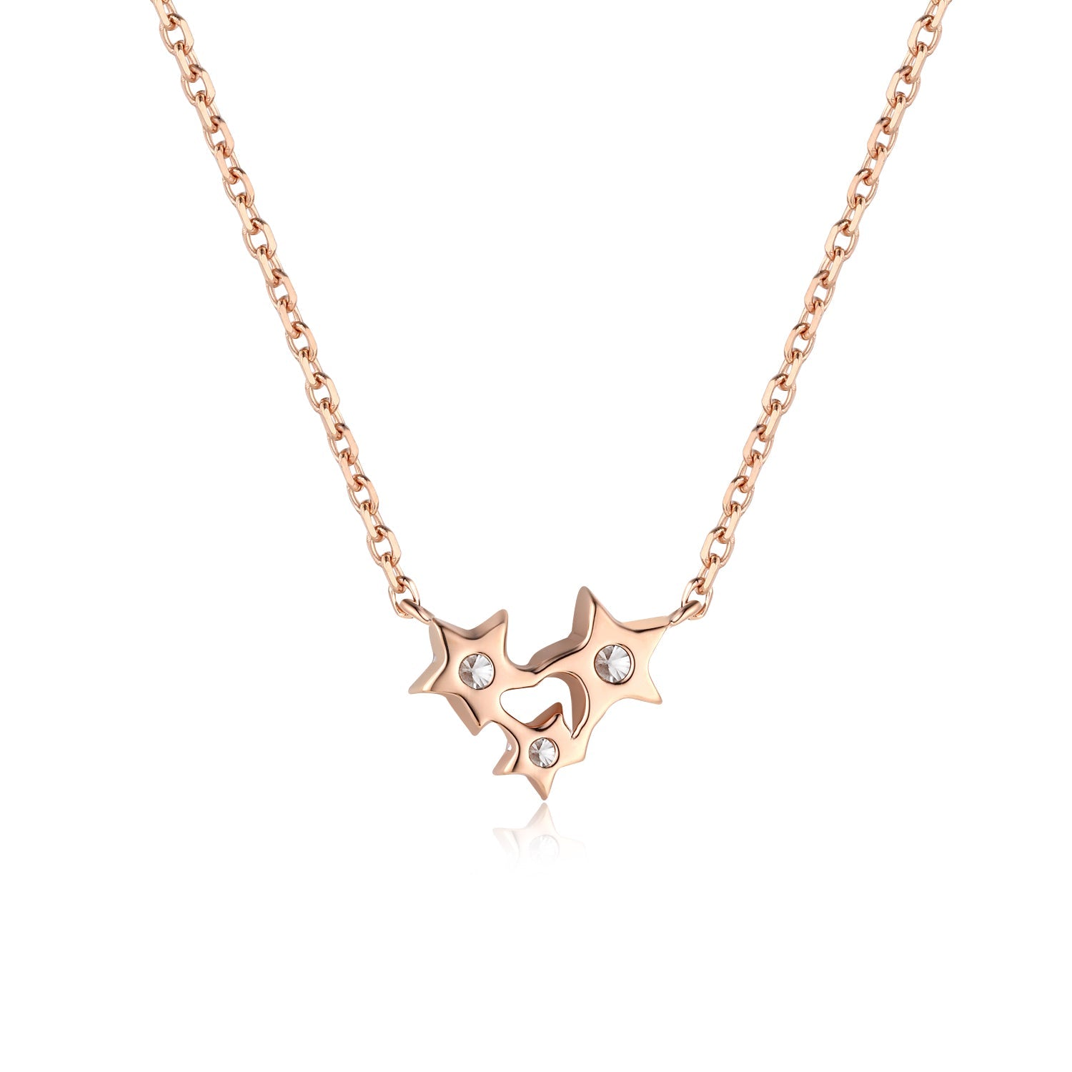 Star Wish 18K Rose Gold White Diamond Necklace