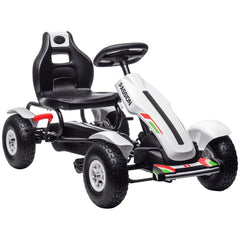 Aosom Kids Pedal Go Kart W/ Adjustable Seat, Rubber Wheels, White