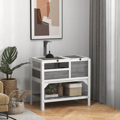 PawHut Tortoise Habitat with Shelf Storage Tortoise Gift Accessory with Weather Protection for Indoor, Light Gray