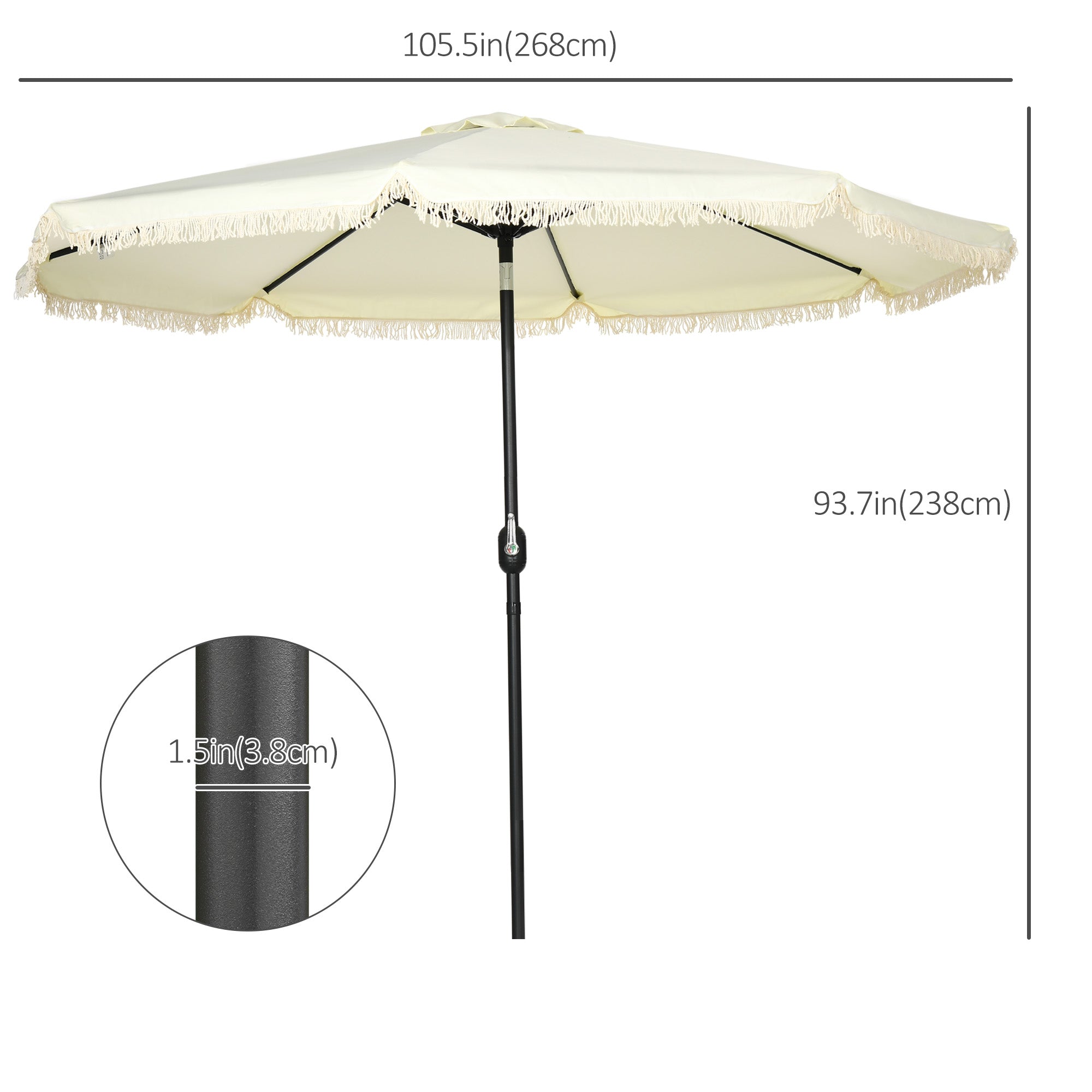 Outsunny 9 ft Cantilever Umbrella with Push Button Tilt and Crank Tassles and 8 Ribs Shade Umbrellas for Garden