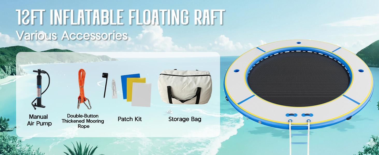 AMERLIFE 8FT/10FT/12FT Hexagon/Circle/Triangle Inflatable Water Hammock for Adults, Fun for Kids Ages 3+, Floating Raft Dock Platform with Mesh, Heavy Duty Water Float Dock for Lake, Beach, Summer Party