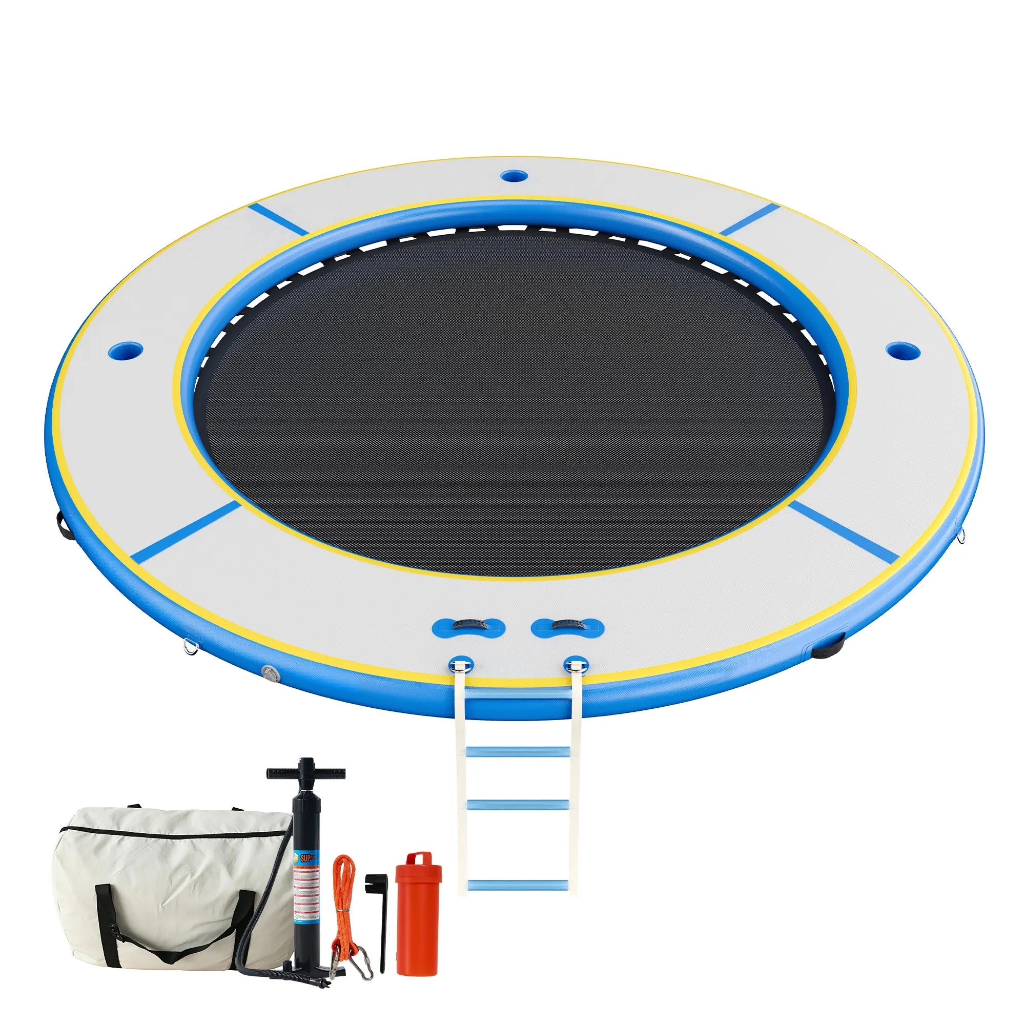 AMERLIFE 8FT/10FT/12FT Hexagon/Circle/Triangle Inflatable Water Hammock for Adults, Fun for Kids Ages 3+, Floating Raft Dock Platform with Mesh, Heavy Duty Water Float Dock for Lake, Beach, Summer Party