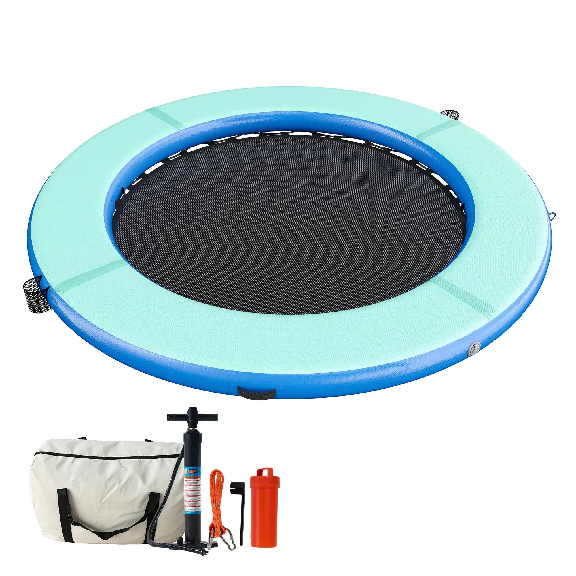 AMERLIFE 8FT/10FT/12FT Hexagon/Circle/Triangle Inflatable Water Hammock for Adults, Fun for Kids Ages 3+, Floating Raft Dock Platform with Mesh, Heavy Duty Water Float Dock for Lake, Beach, Summer Party