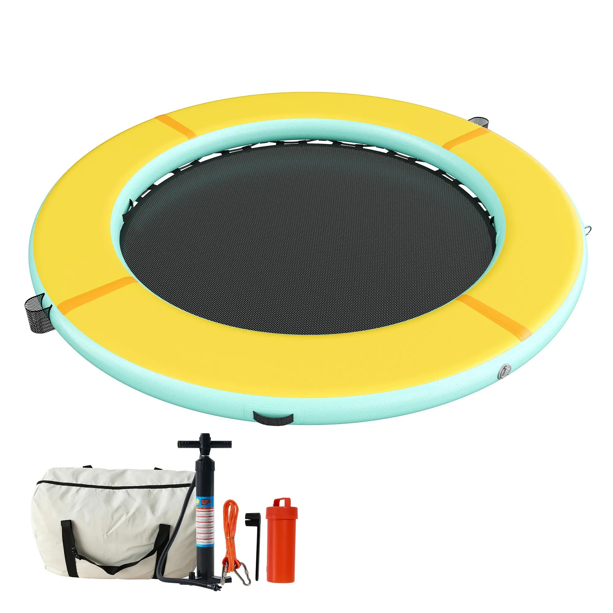 AMERLIFE 8FT/10FT/12FT Hexagon/Circle/Triangle Inflatable Water Hammock for Adults, Fun for Kids Ages 3+, Floating Raft Dock Platform with Mesh, Heavy Duty Water Float Dock for Lake, Beach, Summer Party