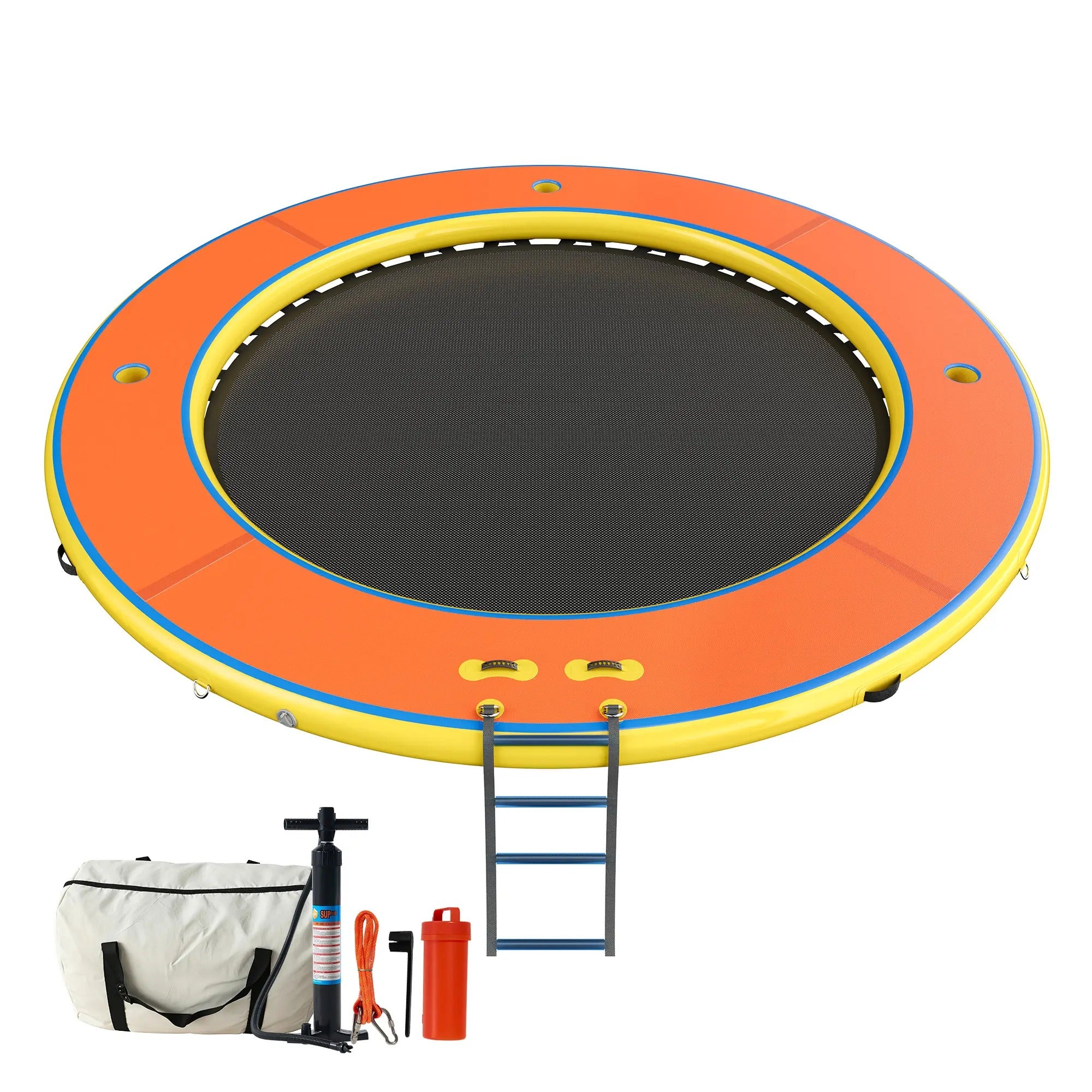 AMERLIFE 8FT/10FT/12FT Hexagon/Circle/Triangle Inflatable Water Hammock for Adults, Fun for Kids Ages 3+, Floating Raft Dock Platform with Mesh, Heavy Duty Water Float Dock for Lake, Beach, Summer Party