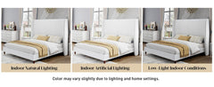 AMERLIFE Platform Bed Frame with 51.2" Tall Headboard, Upholstered Bed with Wingback/Solid Wood Legs/Durability&Silent /No Box Spring Required, Furniture/Full/Queen/King/Bed with Reinforced Structure&Complete Hardware Kit
