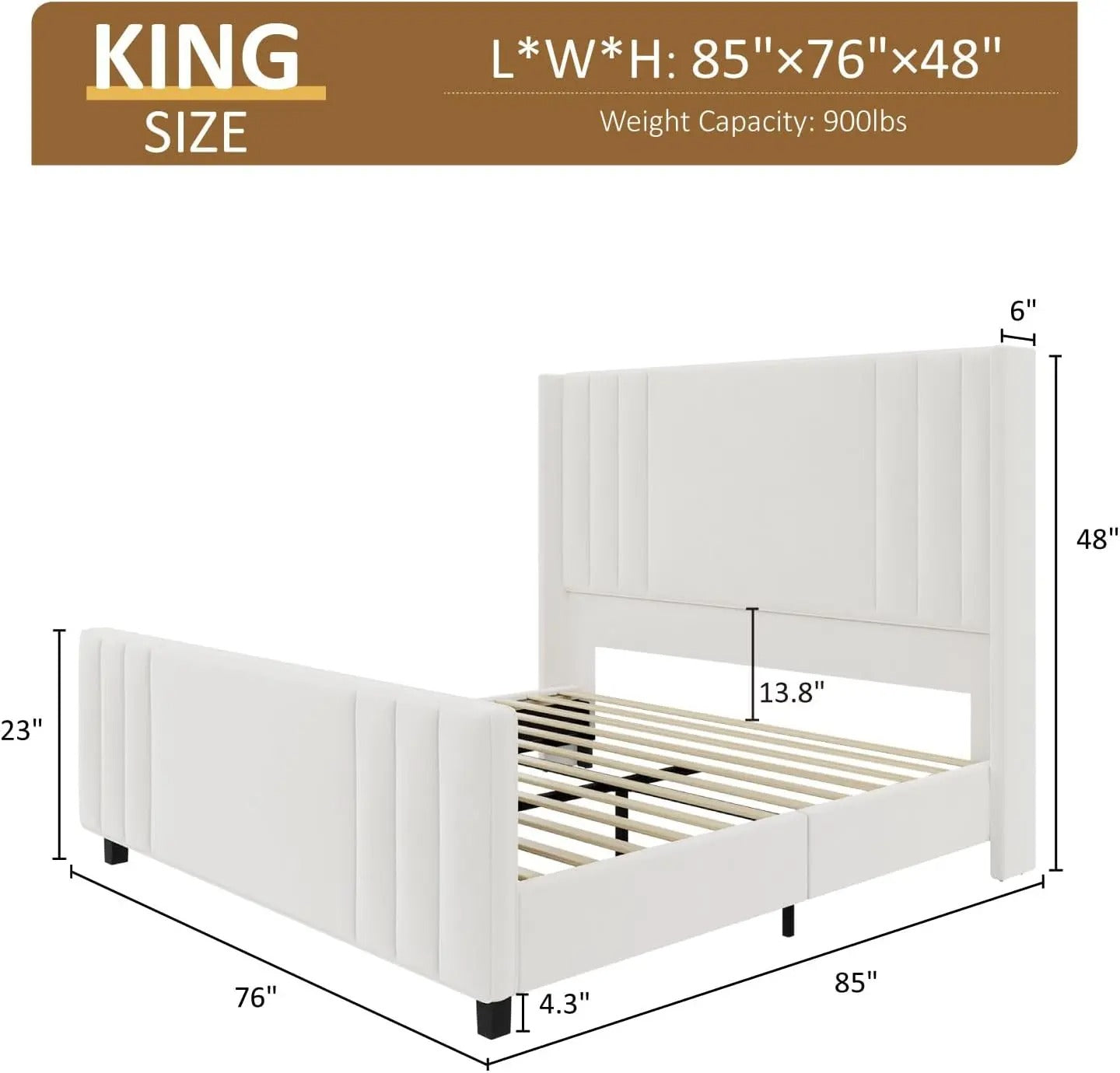 AMERLIFE Upholstered Bed with Vertical Channel Tufted Wingback Headboard & Footboard, Premium Velvet,No Box Spring Needed/Cool Furniture Bedroom/Queen/King Size/Best Gift Ideas/Christmas Gifts