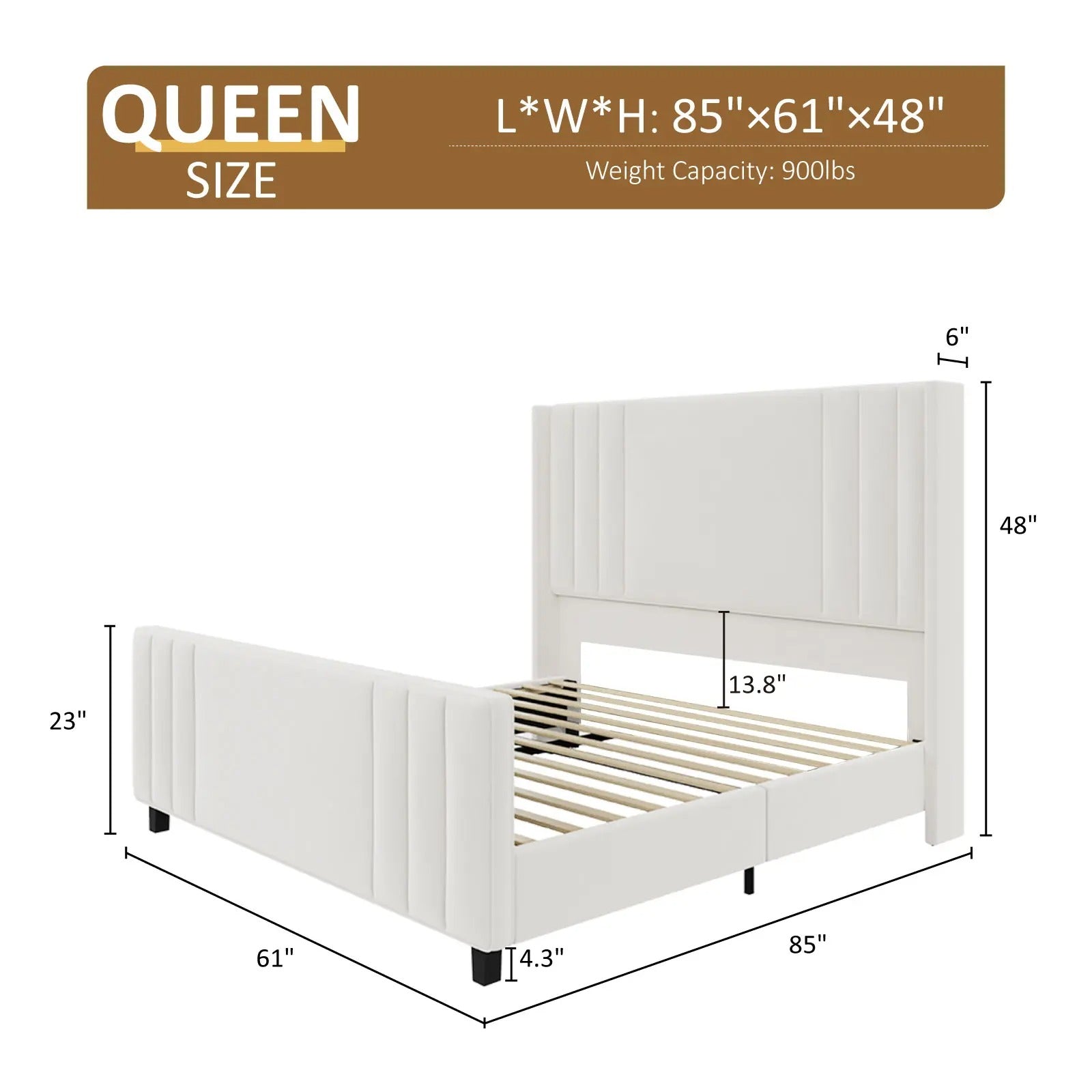 AMERLIFE Upholstered Bed with Vertical Channel Tufted Wingback Headboard & Footboard, Premium Velvet,No Box Spring Needed/Cool Furniture Bedroom/Queen/King Size/Best Gift Ideas/Christmas Gifts