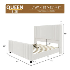 AMERLIFE Upholstered Bed with Vertical Channel Tufted Wingback Headboard & Footboard, Premium Velvet,No Box Spring Needed/Cool Furniture Bedroom/Queen/King Size/Best Gift Ideas/Christmas Gifts