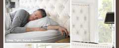 AMERLIFE Platform Bed Frame, Upholstered Bed with Deep Button Tufted & Nailhead Trim Wingback Headboard/Hardwood Slats/Durability&Sturdy/No Box Spring Needed/Queen/King/California King Size/Best Gift Ideas/Christmas Gifts