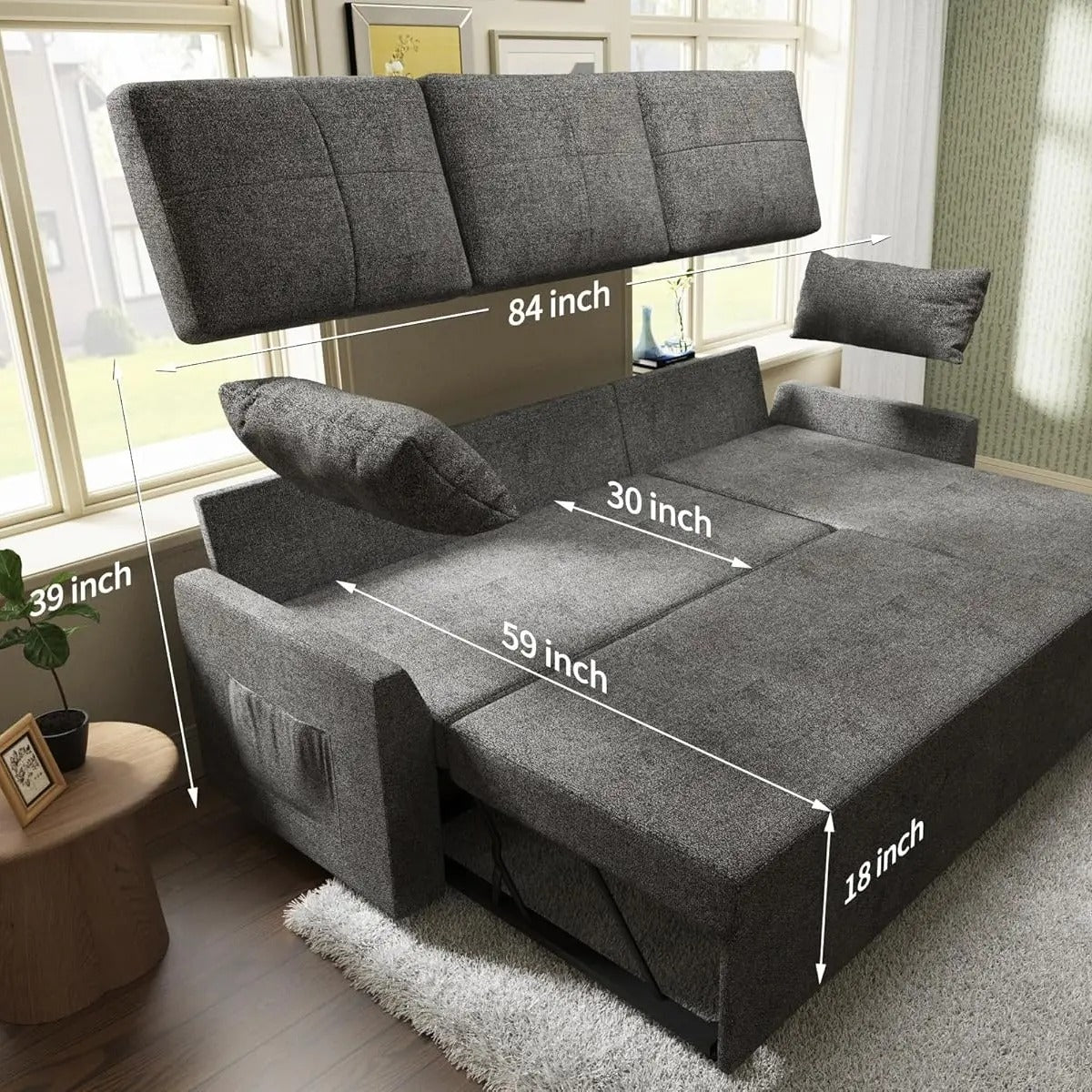 AMERLIFE L-Shaped Sectional Storage Sofa with Chaise, Reversible Sleeper Sofa Bed, 2-in-1 Pull Out Couch Living Room Furniture/Best Gift Ideas/Christmas Gifts