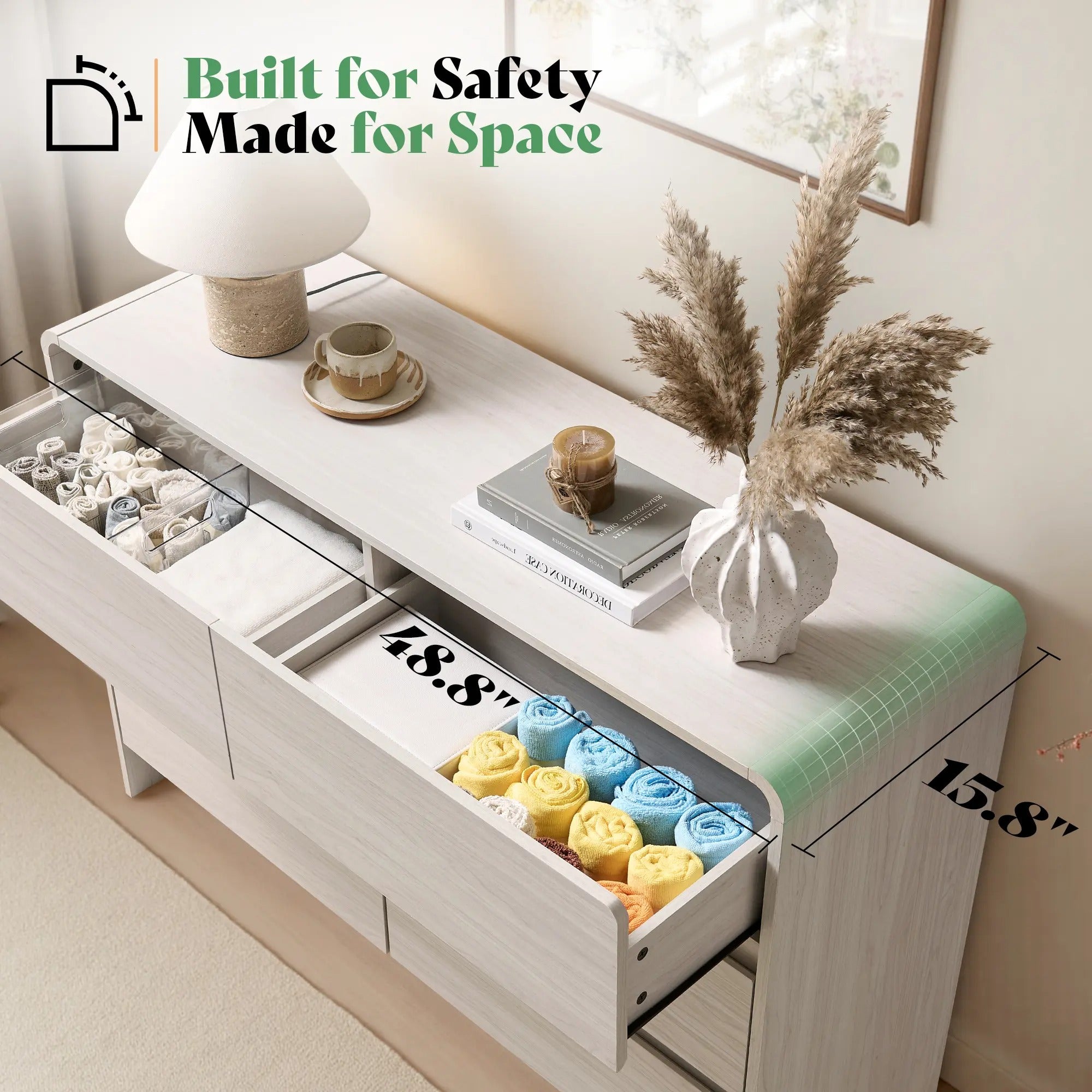 AMERLIFE 5/6/7 Drawer Dresser for Bedroom, Modern Chest of Storage Drawers with Rounded Corners, Cabinet Organizer for Closet, Apartment, Nursery/Best Gift Ideas/Christmas Gifts