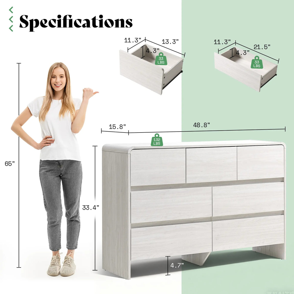 AMERLIFE 5/6/7 Drawer Dresser for Bedroom, Modern Chest of Storage Drawers with Rounded Corners, Cabinet Organizer for Closet, Apartment, Nursery/Best Gift Ideas/Christmas Gifts