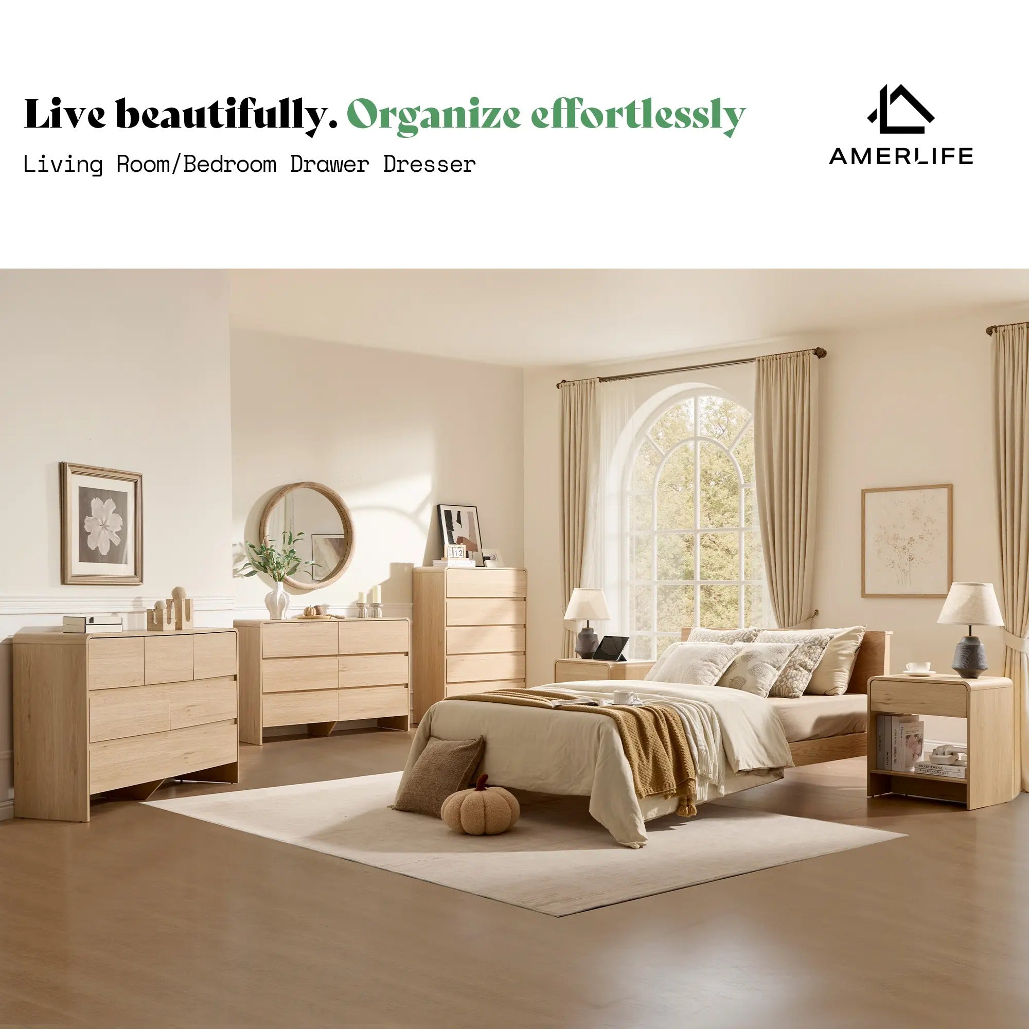 AMERLIFE 5/6/7 Drawer Dresser for Bedroom, Modern Chest of Storage Drawers with Rounded Corners, Cabinet Organizer for Closet, Apartment, Nursery/Best Gift Ideas/Christmas Gifts