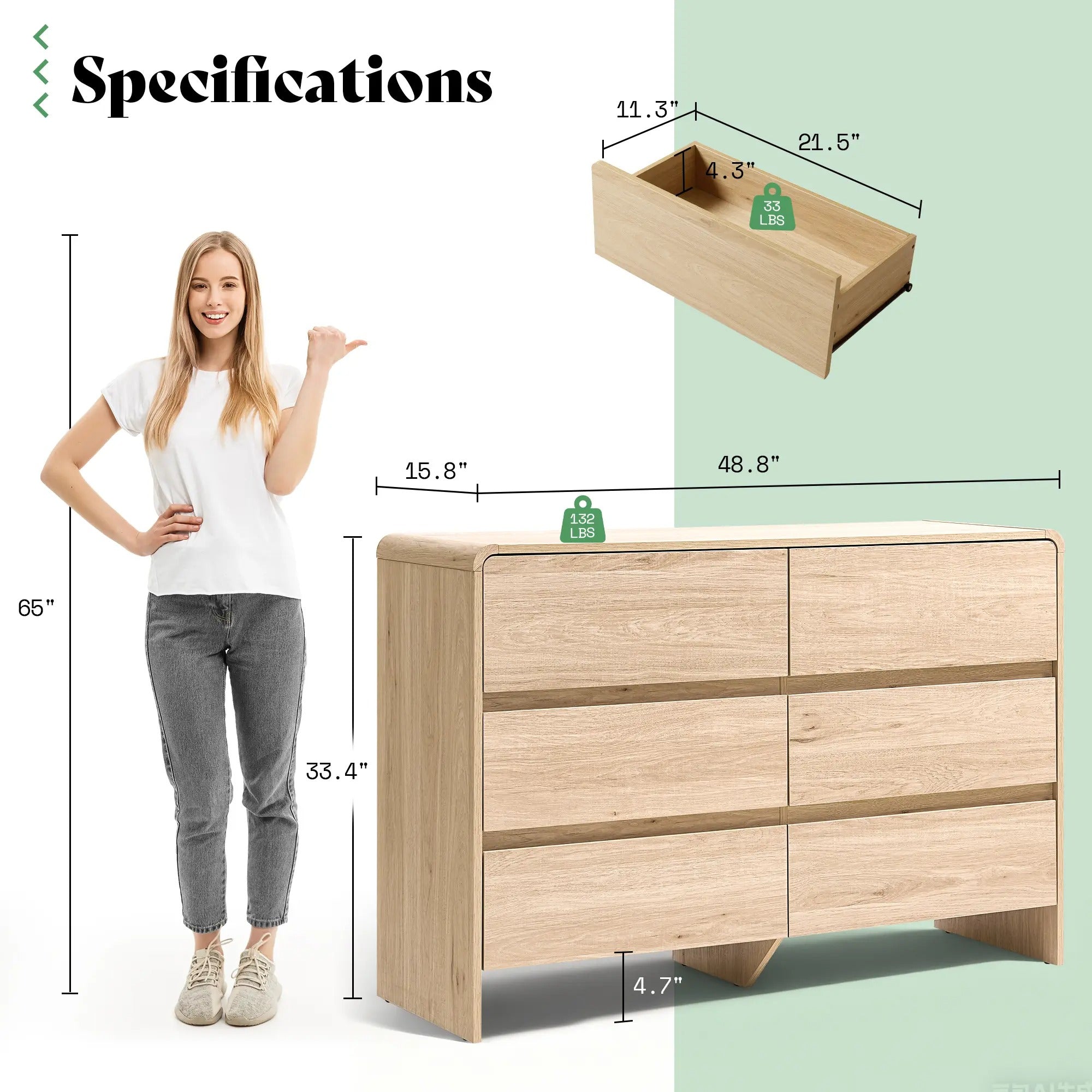 AMERLIFE 5/6/7 Drawer Dresser for Bedroom, Modern Chest of Storage Drawers with Rounded Corners, Cabinet Organizer for Closet, Apartment, Nursery/Best Gift Ideas/Christmas Gifts