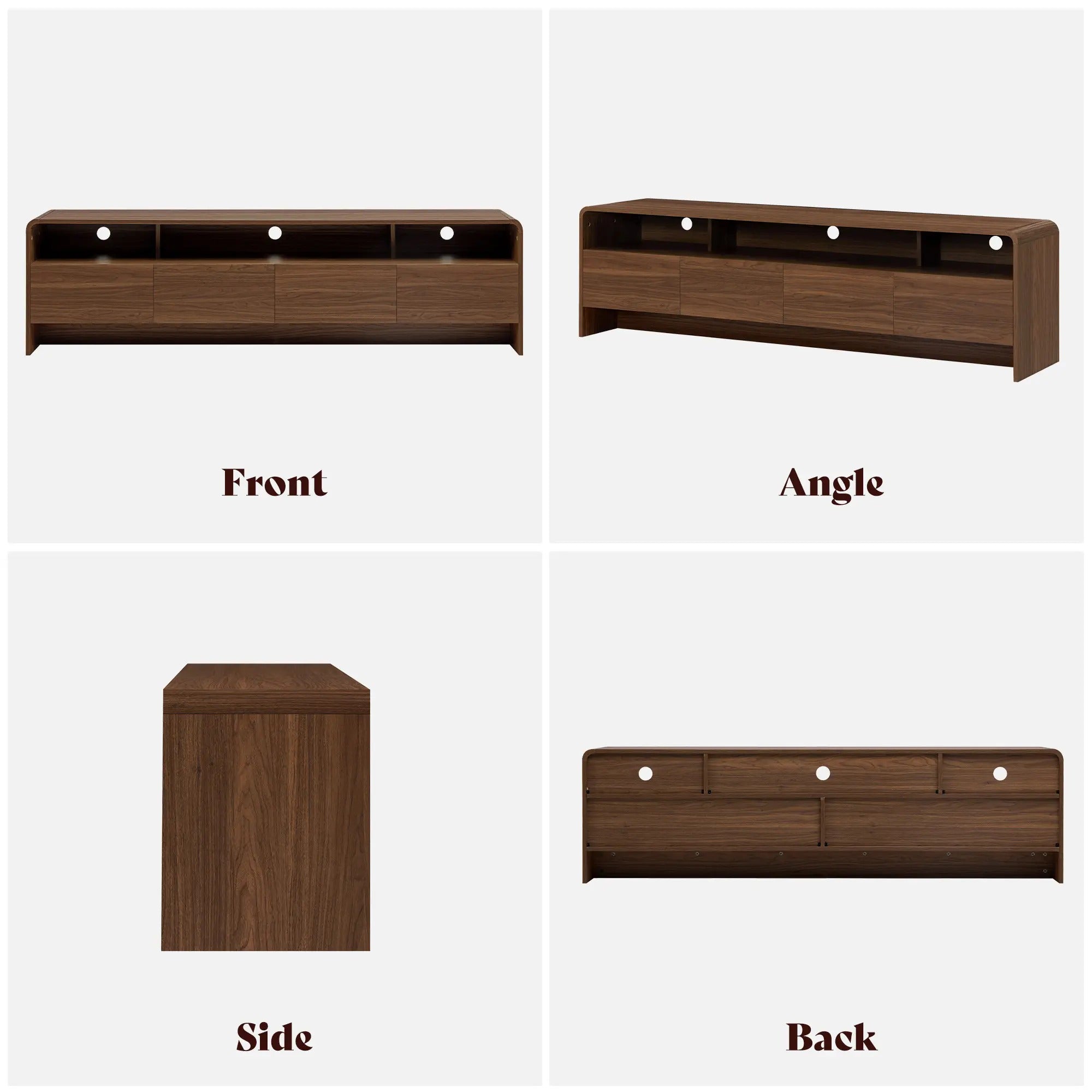AMERLIFE 70" Modern TV Stand for TVs Up to 80", Wood TV Console with Curved Profile Design & 2 Storage Cabinets, Media Console Entertainment Center for Living Room, Bedroom/Best Gift Ideas/Christmas Gifts