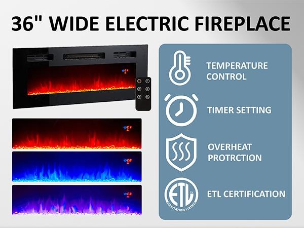 AMERLIFE Fireplace TV Stand for Living Room, Modern High Gloss Entertainment Center with LED Lights, 2 Tier Storage Cabinet/Remote Control/Colorful Flame/Energy Efficient/Best Gift Ideas/Christmas Gifts