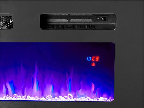 AMERLIFE Fireplace TV Stand for Living Room, Modern High Gloss Entertainment Center with LED Lights, 2 Tier Storage Cabinet/Remote Control/Colorful Flame/Energy Efficient/Best Gift Ideas/Christmas Gifts