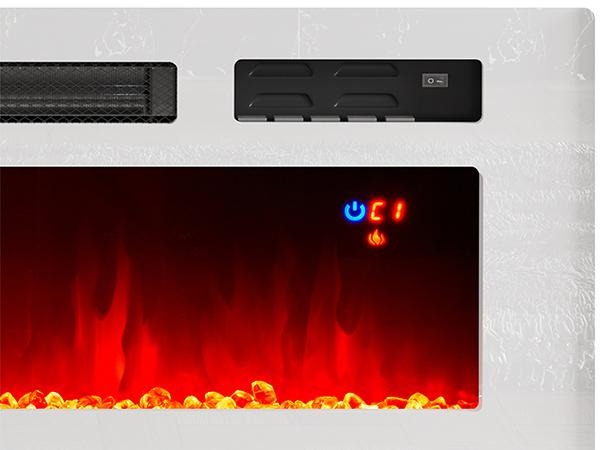 AMERLIFE Fireplace TV Stand for Living Room, Modern High Gloss Entertainment Center with LED Lights, 2 Tier Storage Cabinet/Remote Control/Colorful Flame/Energy Efficient/Best Gift Ideas/Christmas Gifts