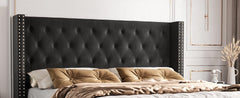 AMERLIFE Bed Frame with 49.2" Wingback Headboard, Upholstered Velvet Bed with Tufted Diamond Button/No Box Spring Needed/Easy Assembly/Christmas Gift