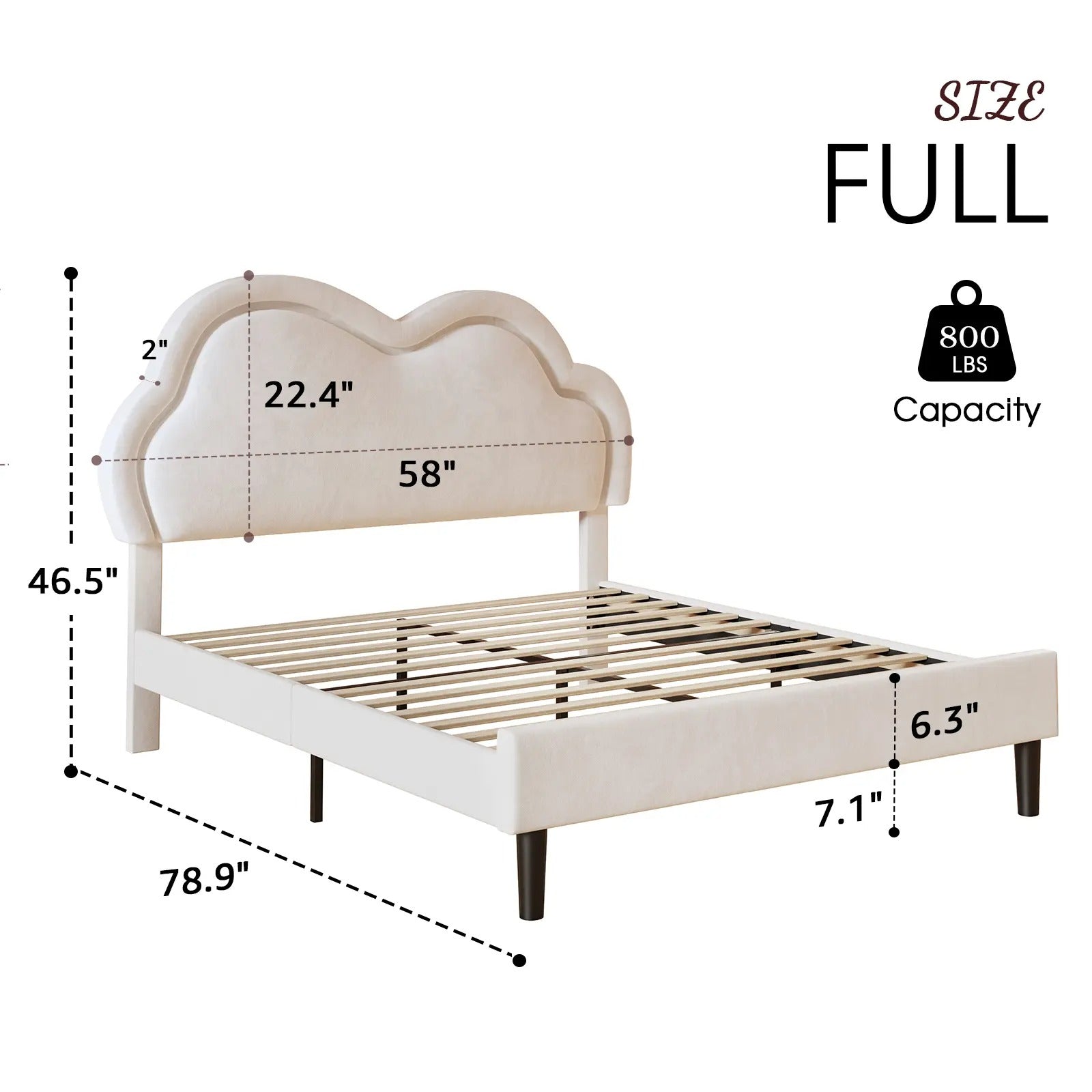 AMERLIFE LED Bed Frame with Adjustable Cloud Headboard, Velvet Upholstered Platform Bed, No Box Spring Needed, Easy Assembly/Christmas Gift/Best Gift Ideas