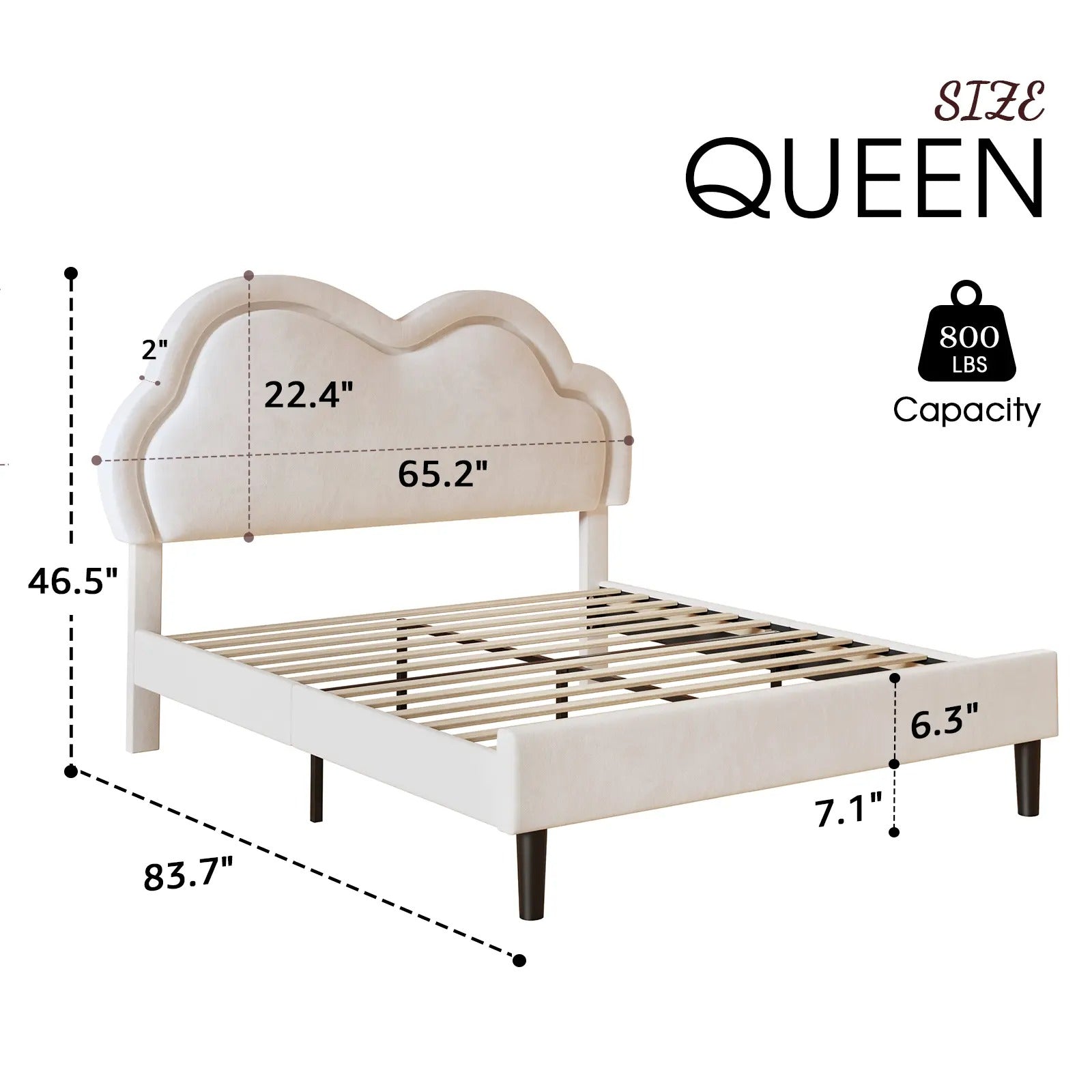 AMERLIFE LED Bed Frame with Adjustable Cloud Headboard, Velvet Upholstered Platform Bed, No Box Spring Needed, Easy Assembly/Christmas Gift/Best Gift Ideas