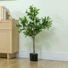 HOMCOM Potted Fake Plant, Lifelike Laurel Artificial Tree with 345 PEVA Leaves for Home Decor, Green