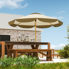 Outsunny 9FT Patio Umbrella, UPF 50+ Outdoor Market Umbrella with 8 Ribs, Vented Outdoor Table Umbrella for Deck, Backyard and Lawn, Cream White