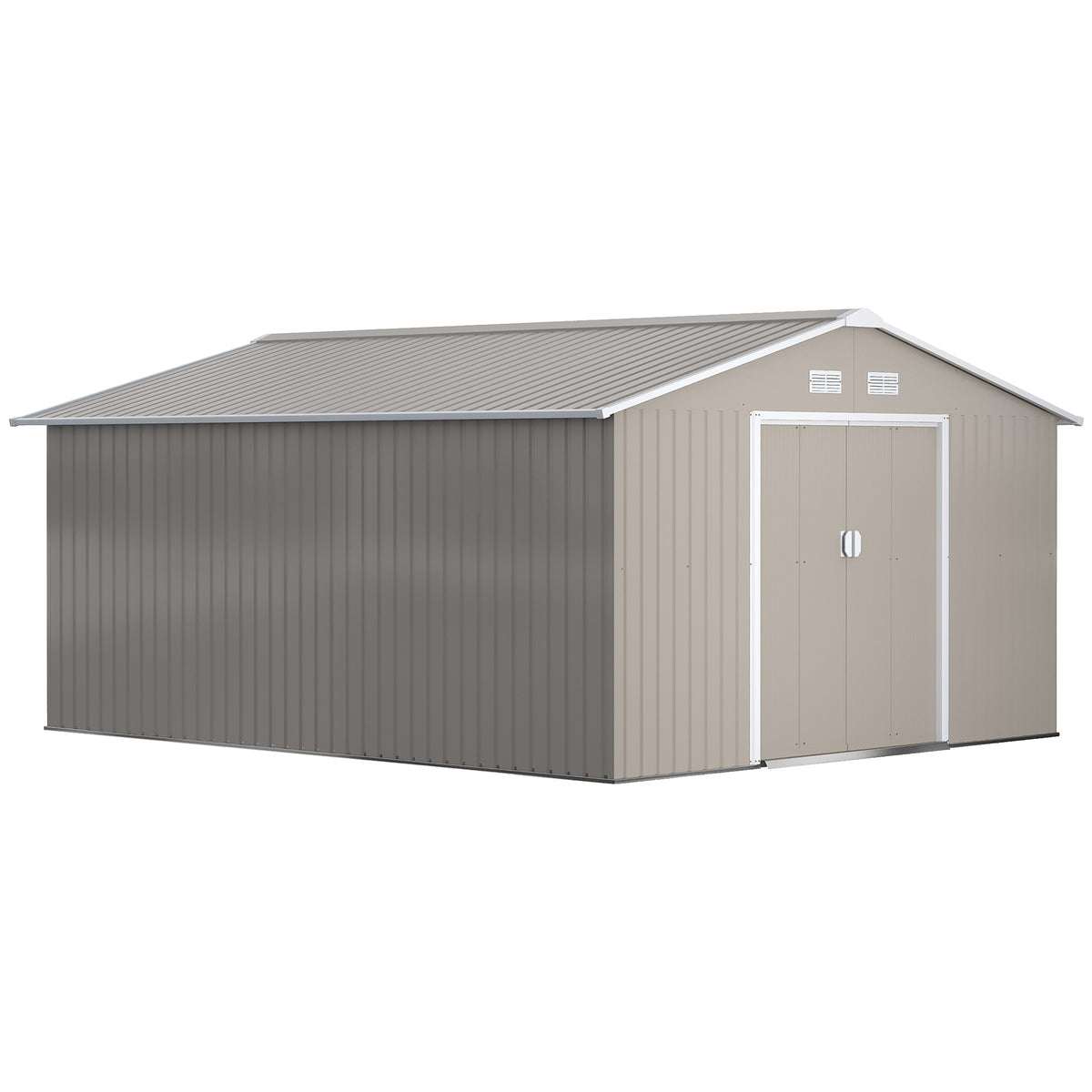 Outsunny Garden Metal Shed, Storage Shed Utility Storage with Double Locking Doors for Bike, Yard Tools, Light Gray
