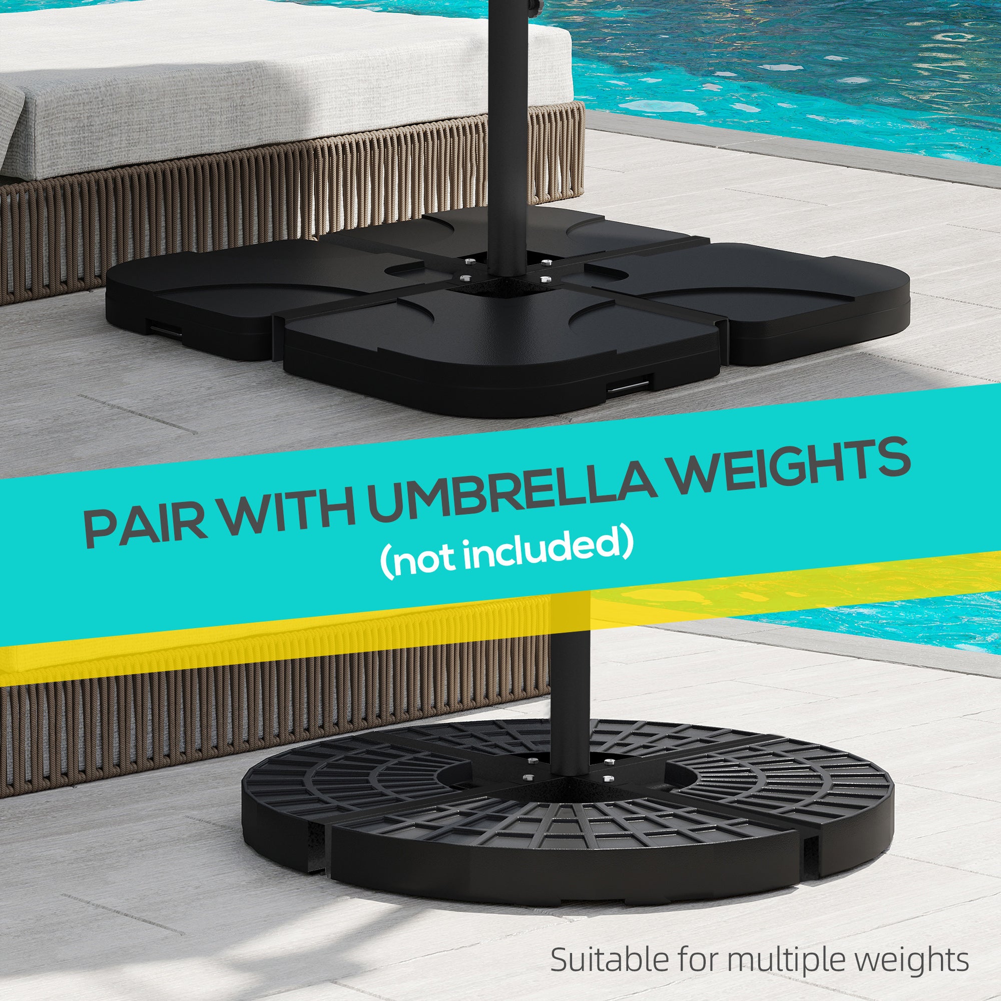 Outsunny Outdoor Universal Cross Brace Stand for Small Offset Umbrella or Large Market Umbrella, Black