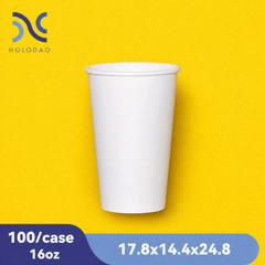 100 Pack 16oz Paper Cups, Coffee Cups, White Paper Hot/Cold Disposable Beverage Drinking Cup for Water, Juice, Coffee, Tea
