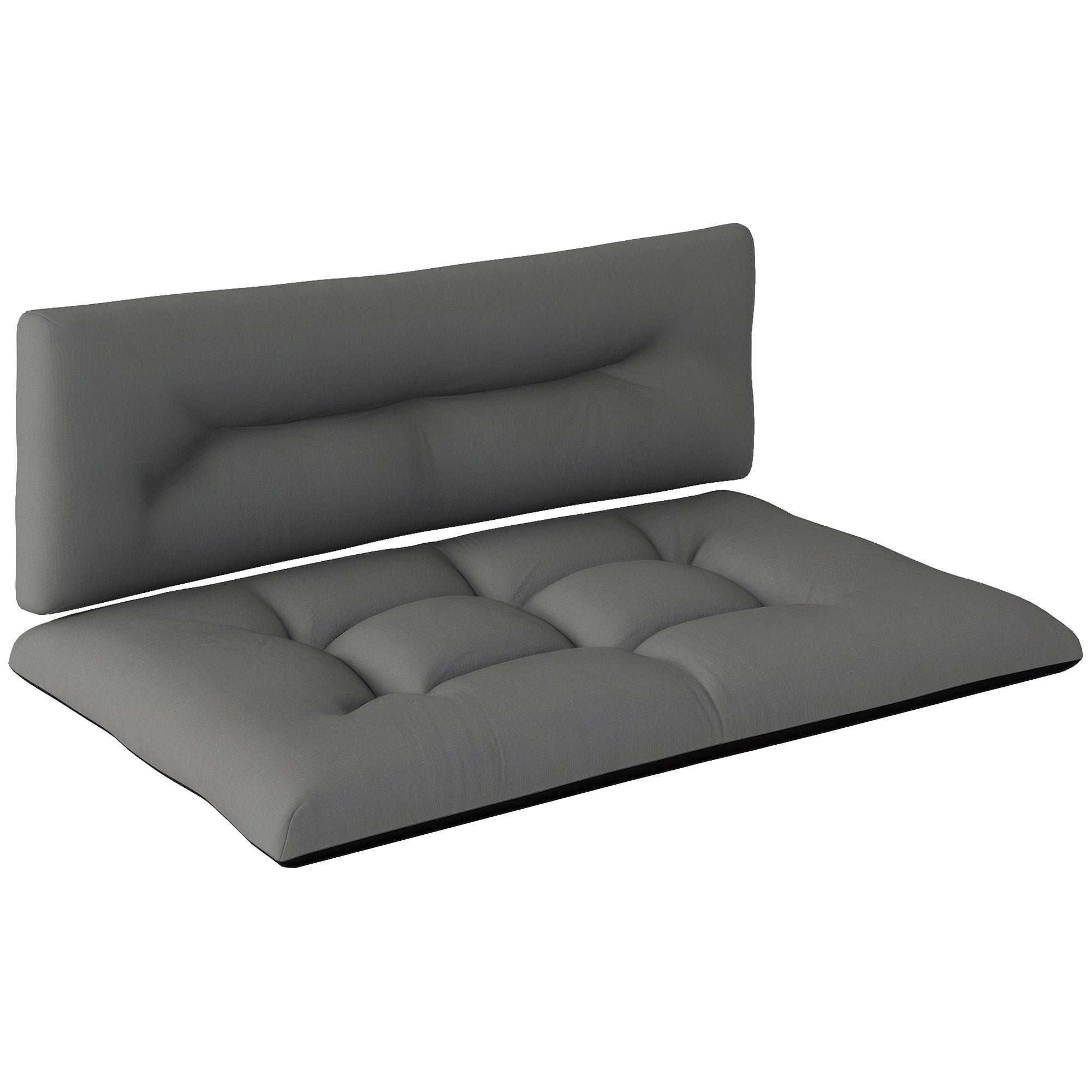 Outsunny 2 Seater Pallet Cushions Outdoor 3.9" Thick Replacement Cushions - Tufted Design for Garden, Patio, Black