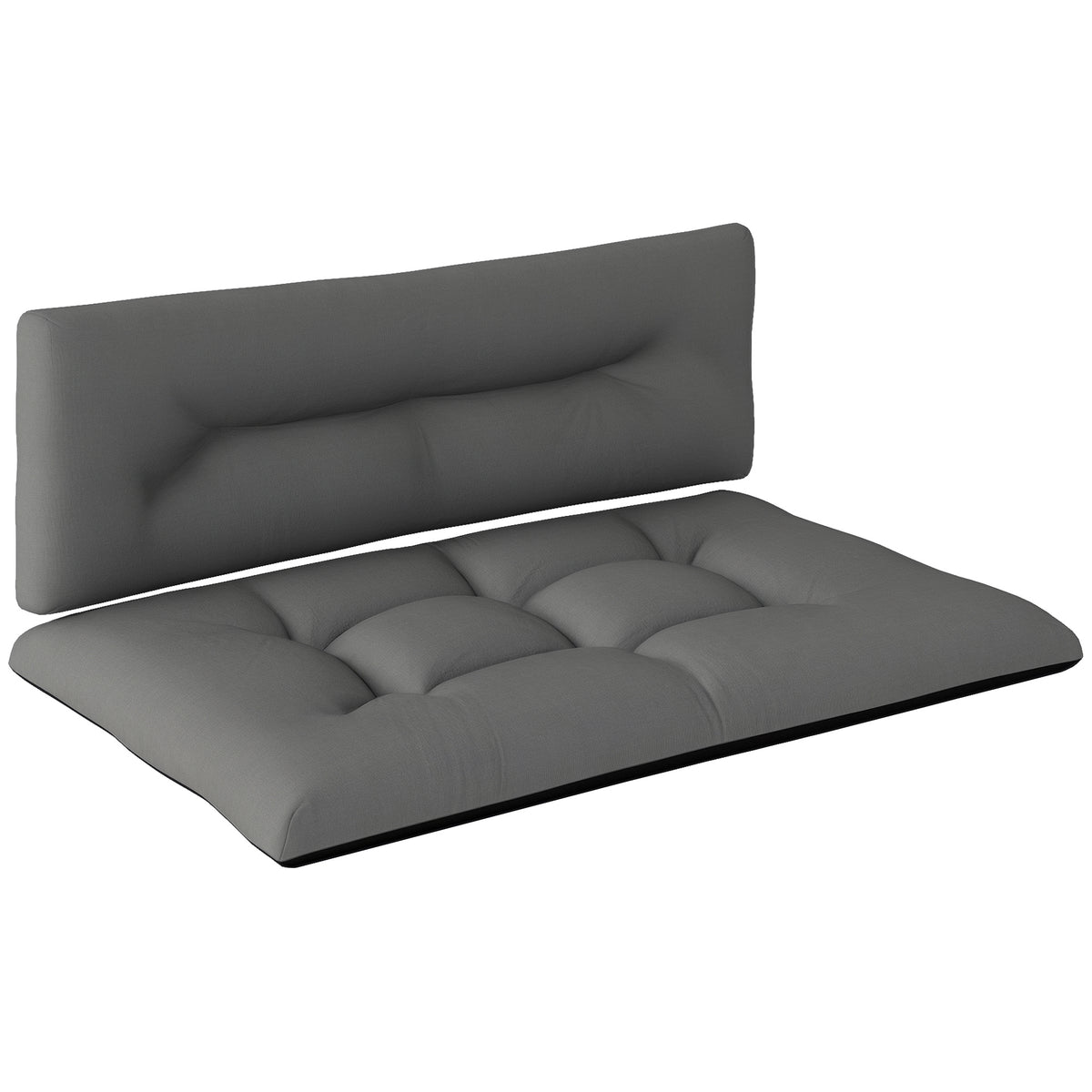 Outsunny 2 Seater Pallet Cushions Outdoor 3.9" Thick Replacement Cushions - Tufted Design for Garden, Patio, Black
