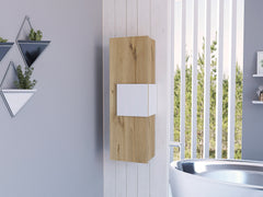 Vanguard Medicine Cabinet, Three Shelves, Single Door Cabinet -White / Light Oak
