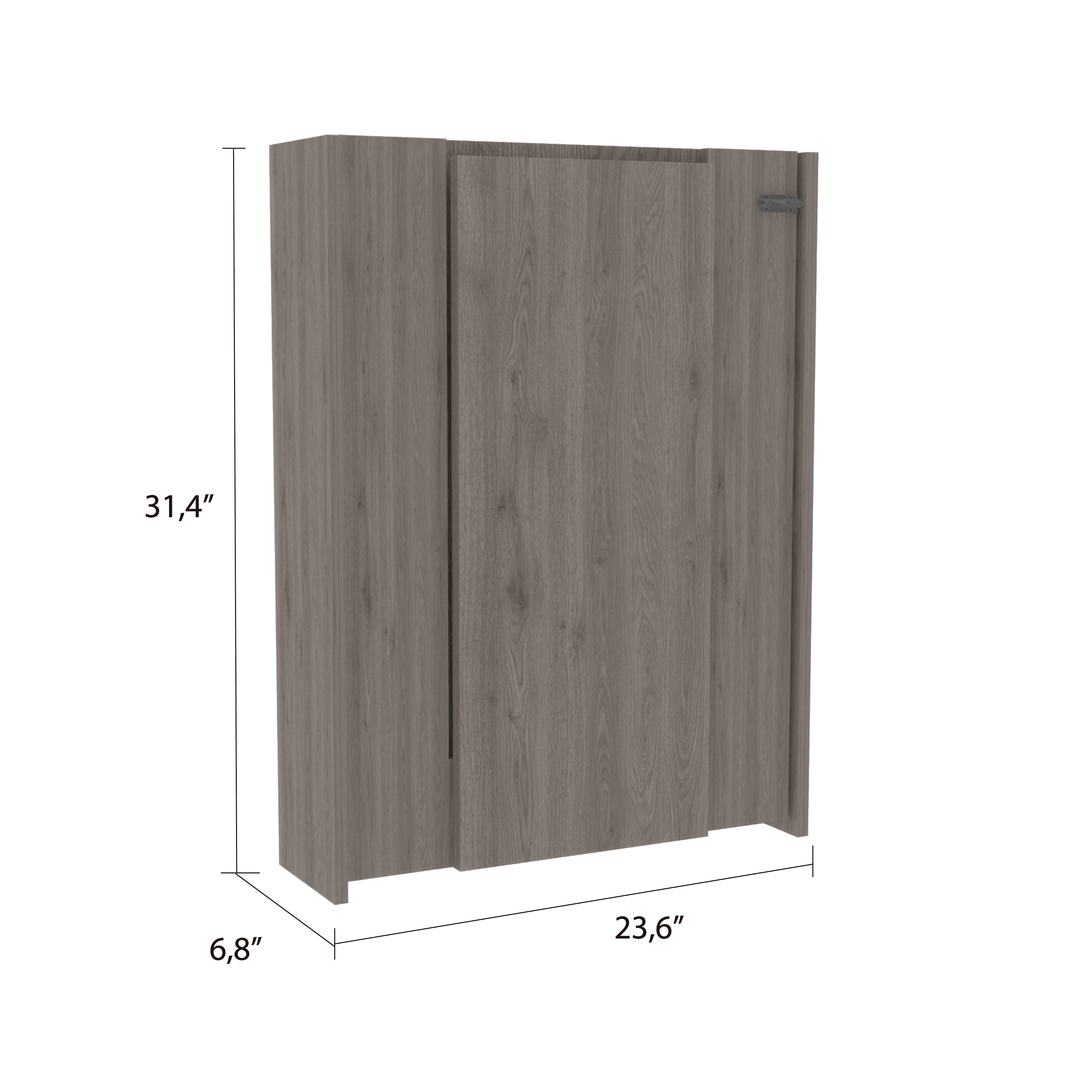 Vatta Wall Foldable Table, Seven Interior Shelves, Extending Table -Light Gray