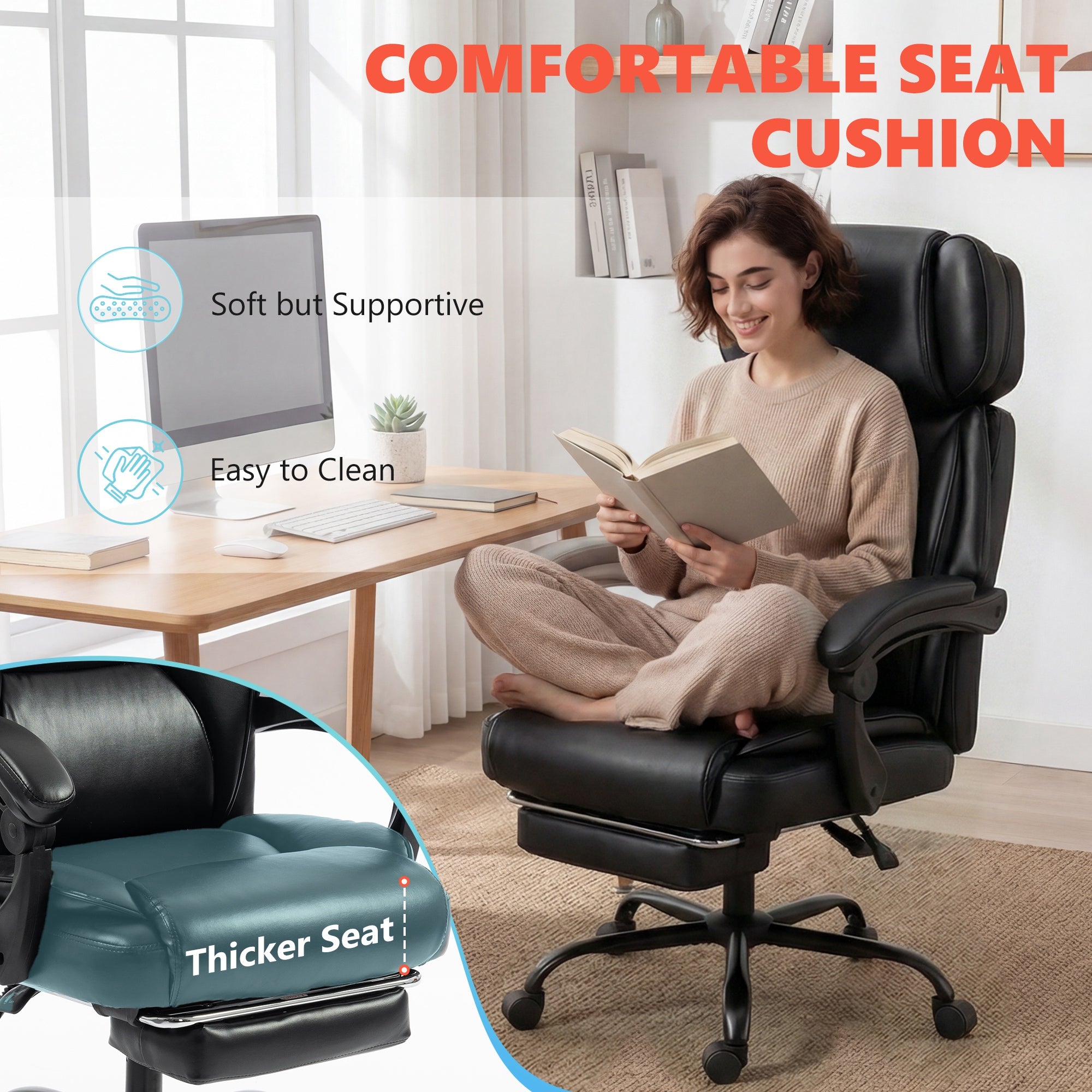 HOMCOM High Back Vibration Massage Office Chair Heated Reclining Computer Chair w/ Footrest, Swivel Wheels, Remote, Black