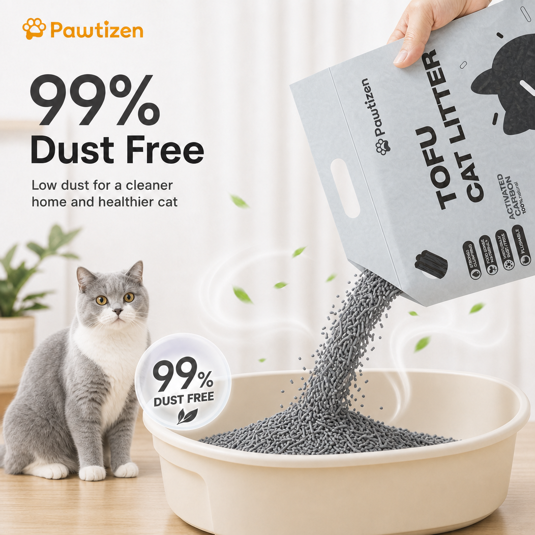 Pawtizen Natural Tofu Cat Litter 5.5LB(2.5KG) | Carbon Charcoal