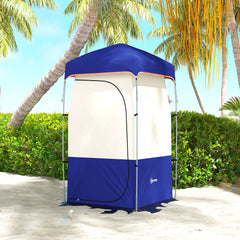 Outsunny Camping Shower Tent, Portable Privacy Shelter with Solar Shower Bag, Removable Floor and Carrying Bag, Blue