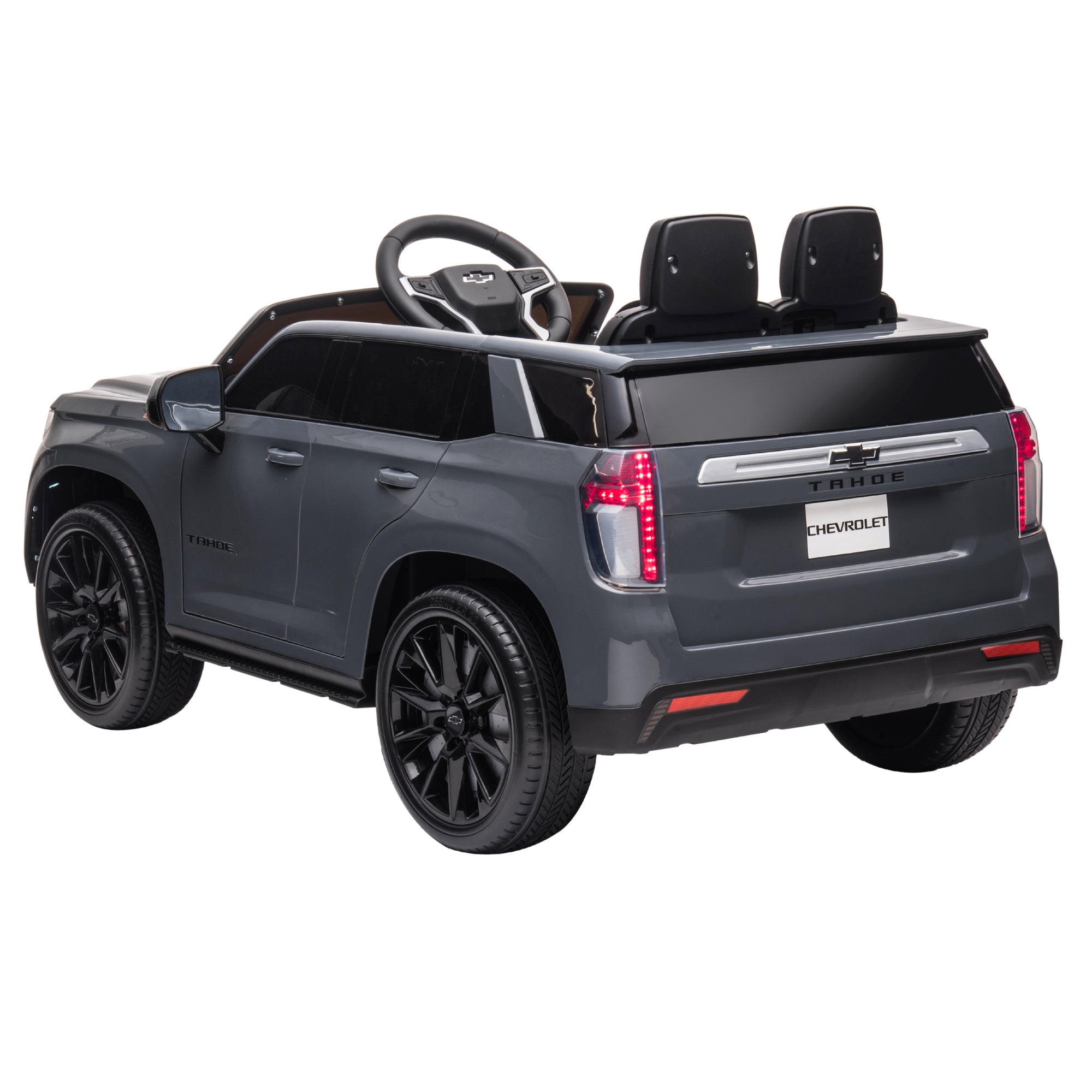 Aosom Licensed Chevrolet Tahoe Ride On Car, 12V 7AH Battery Power Ride On Toy with Parent Remote Control, LED Lights, Music, 4 Wheeler Suspension, 3 Speeds, Kids Electric Vehicle for Aged 3+, Gray
