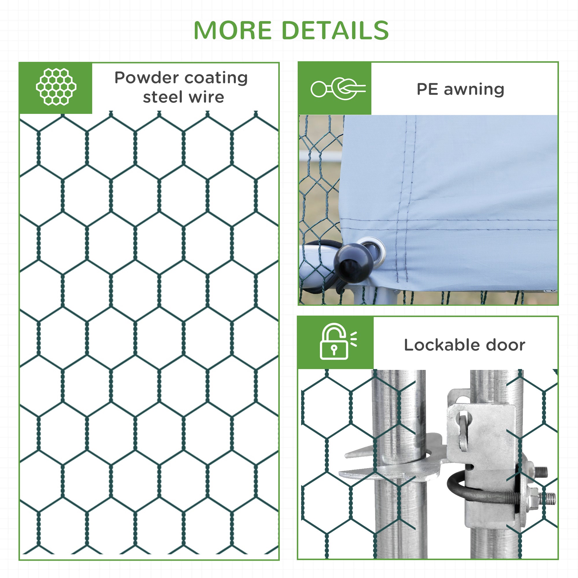 PawHut 10' x 20' x 6.5' Chicken Coop Cage, Outdoor Hen House w/Cover & Lockable Door