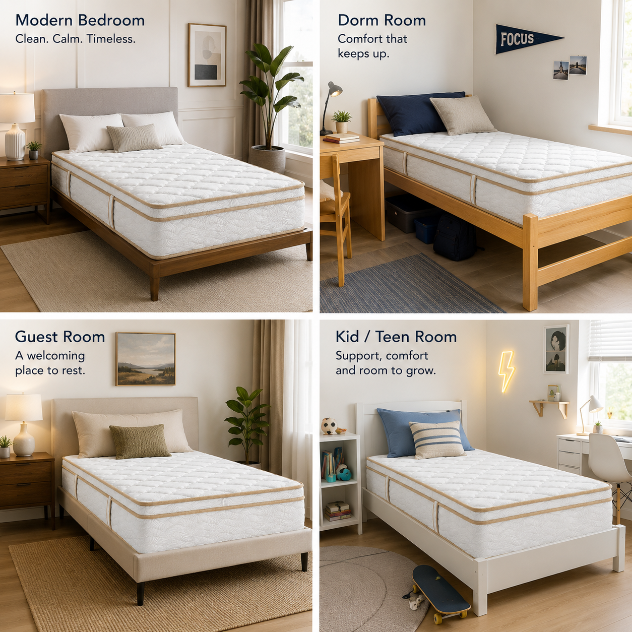 Furni 12 Inch Hybrid Mattress – Individually Wrapped Coils, Cooling Comfort, Multiple Sizes